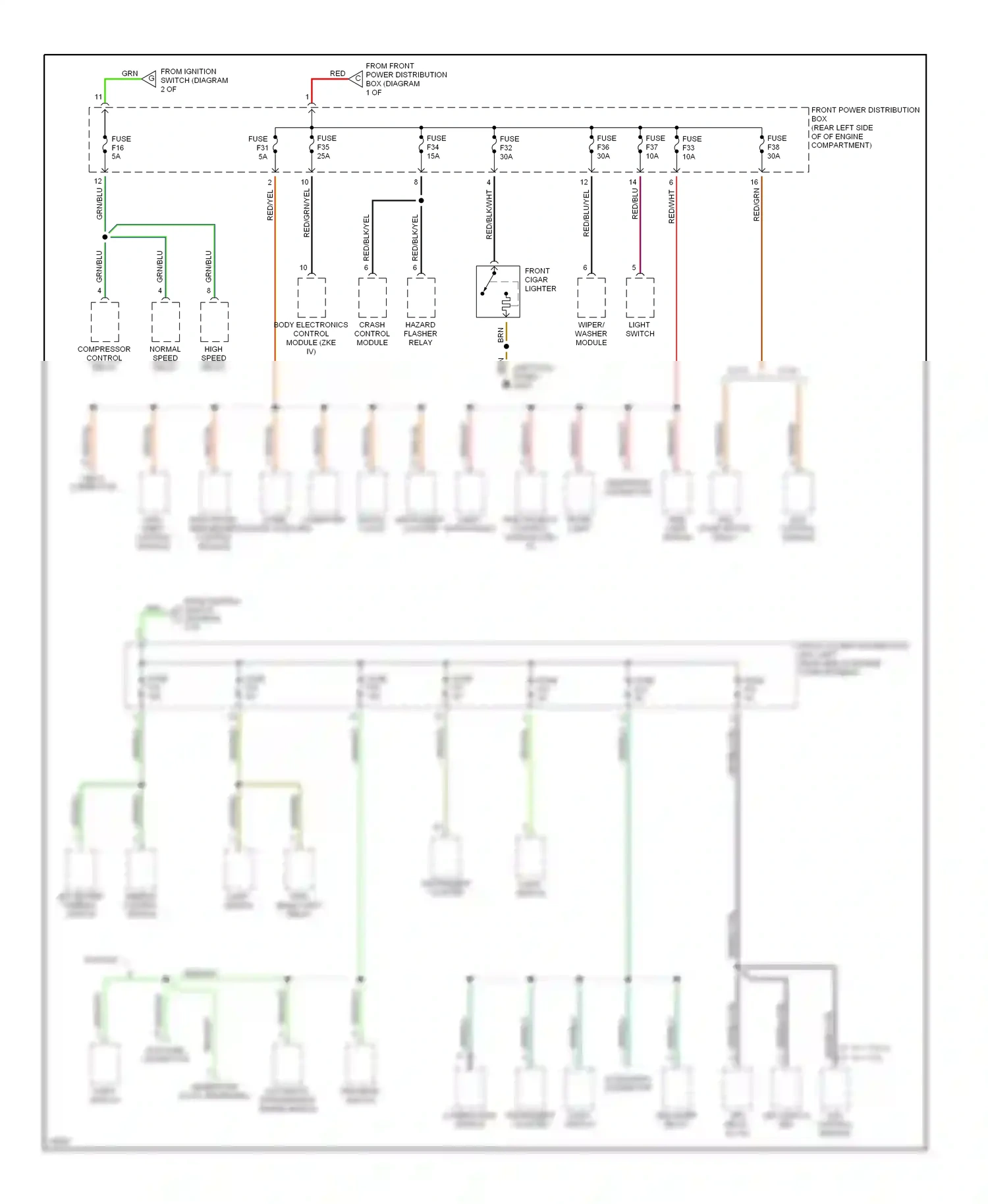BMW Z3 E36 (1995-2000) (left kick panel) wiring diagram  (14 of 18)
