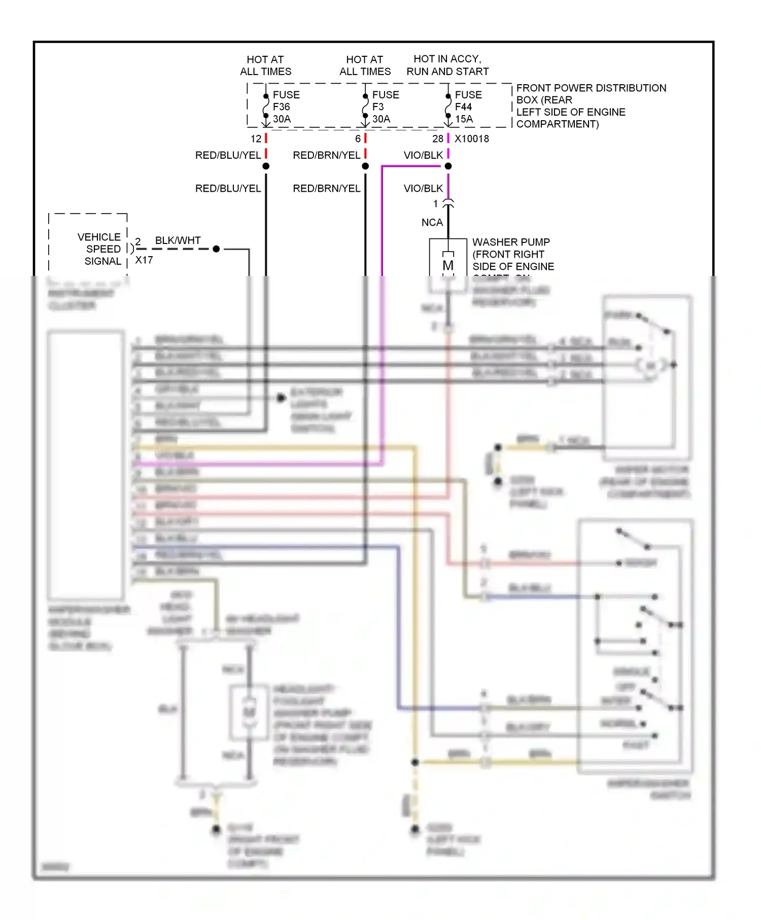 BMW Z3 E36 (1995-2000) (left kick panel) wiring diagram  (18 of 18)