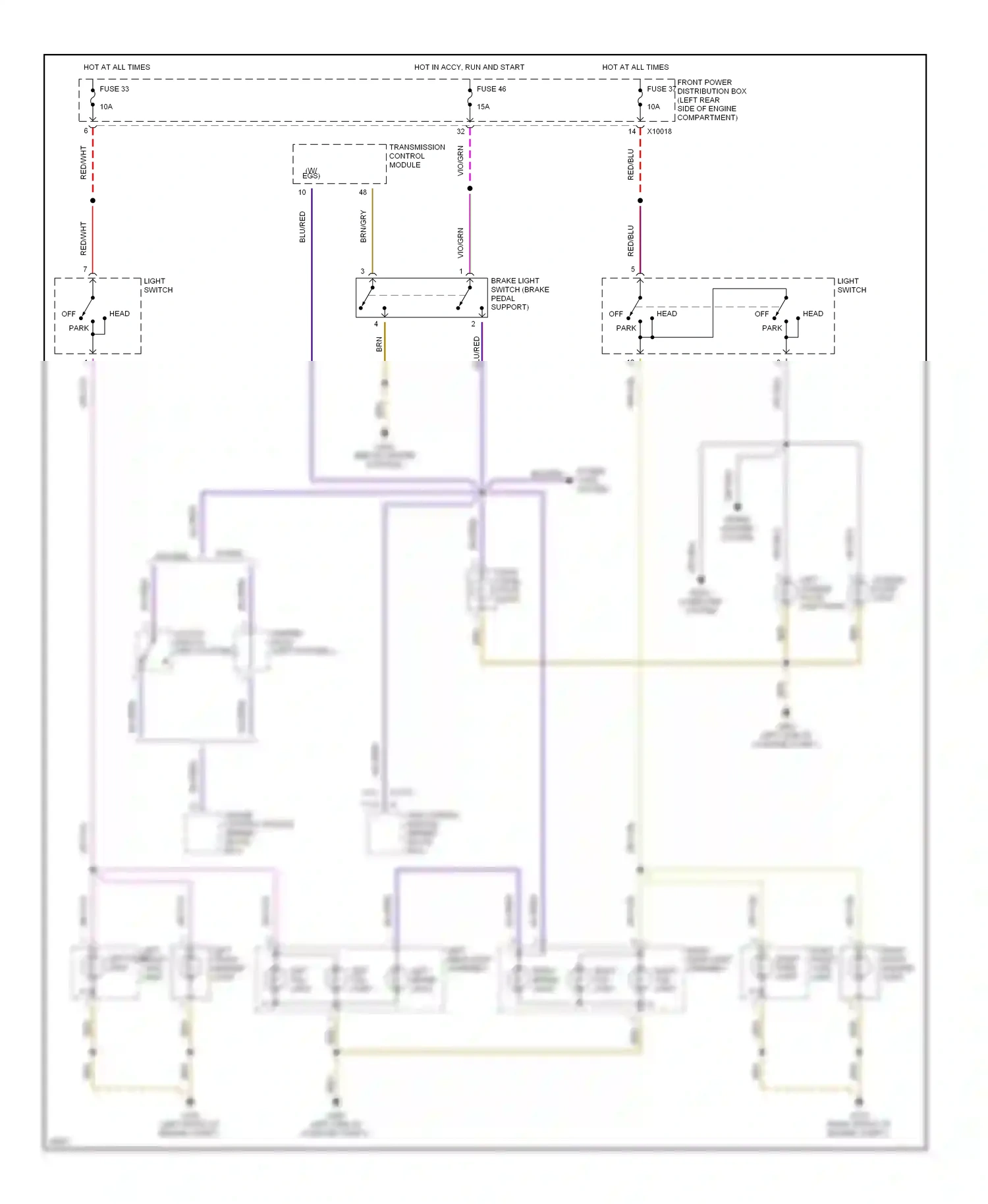 Wiring diagram left rear light assembly for BMW Z3 E36 (1995-2000) (3 of 4)