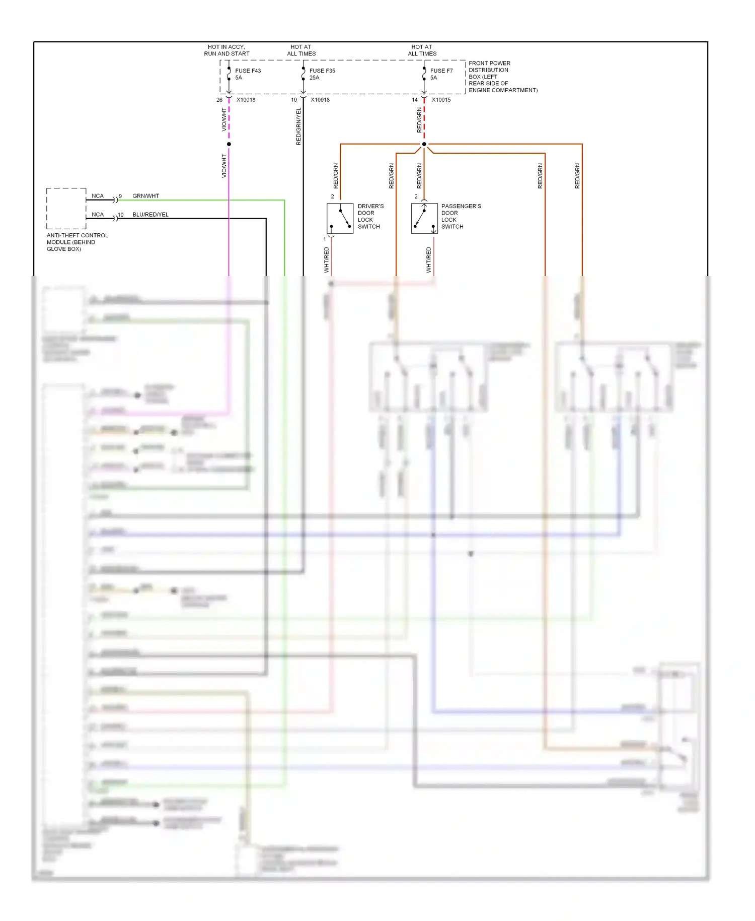 Wiring diagram passengers door lock switch for BMW Z3 E36 (1995-2000) (1 of 1)