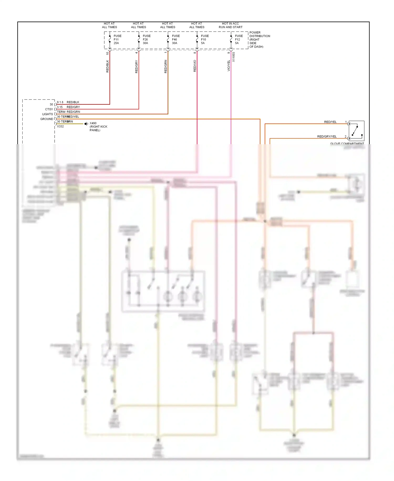 Wiring diagram bottom oddments compartment light for BMW Z4 E85/E86 facelift (2005-2009) (1 of 1)