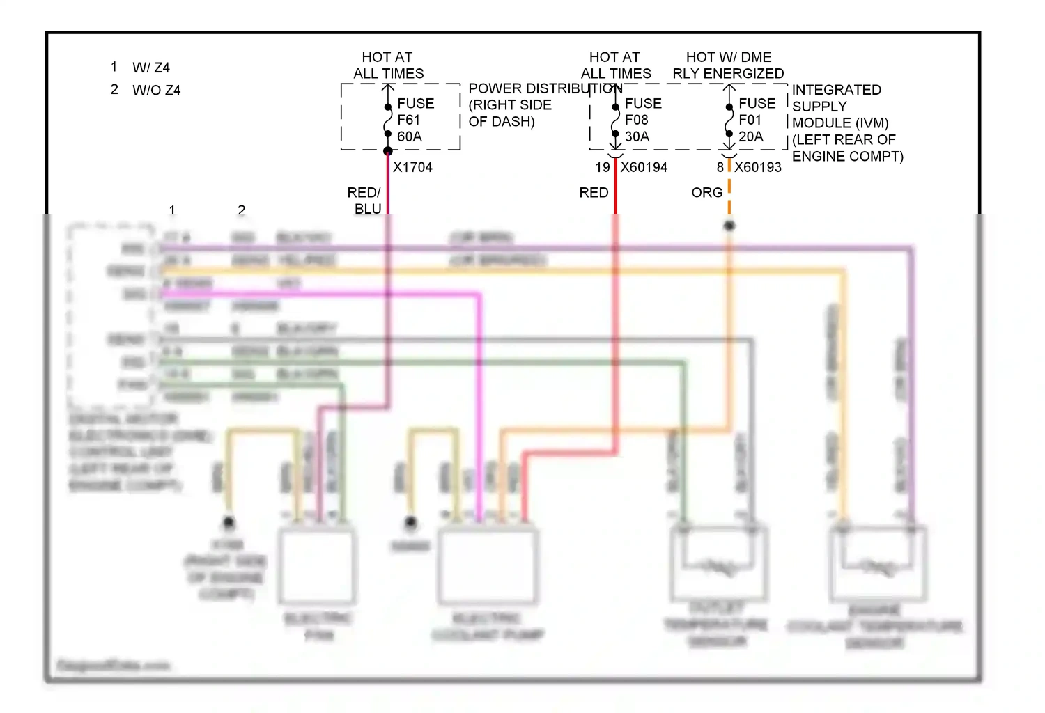Wiring diagram engine coolant temperature sensor for BMW Z4 E85/E86 facelift (2005-2009) (2 of 4)