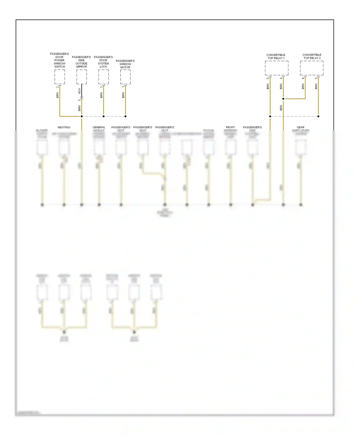 Wiring diagram passenger's door system lock for BMW Z4 E85/E86 facelift (2005-2009) (2 of 2)