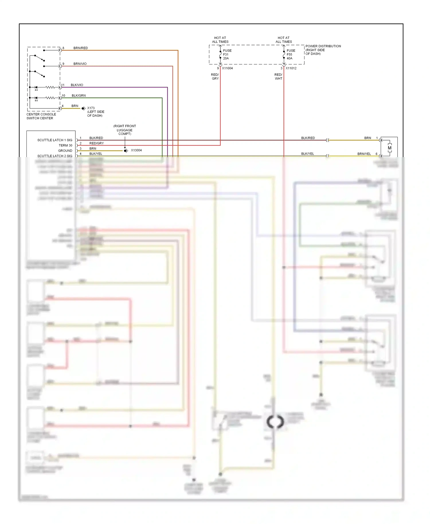 Wiring diagram convertible top compartment floor switch for BMW Z4 E85/E86 (2002-2005) (2 of 2)