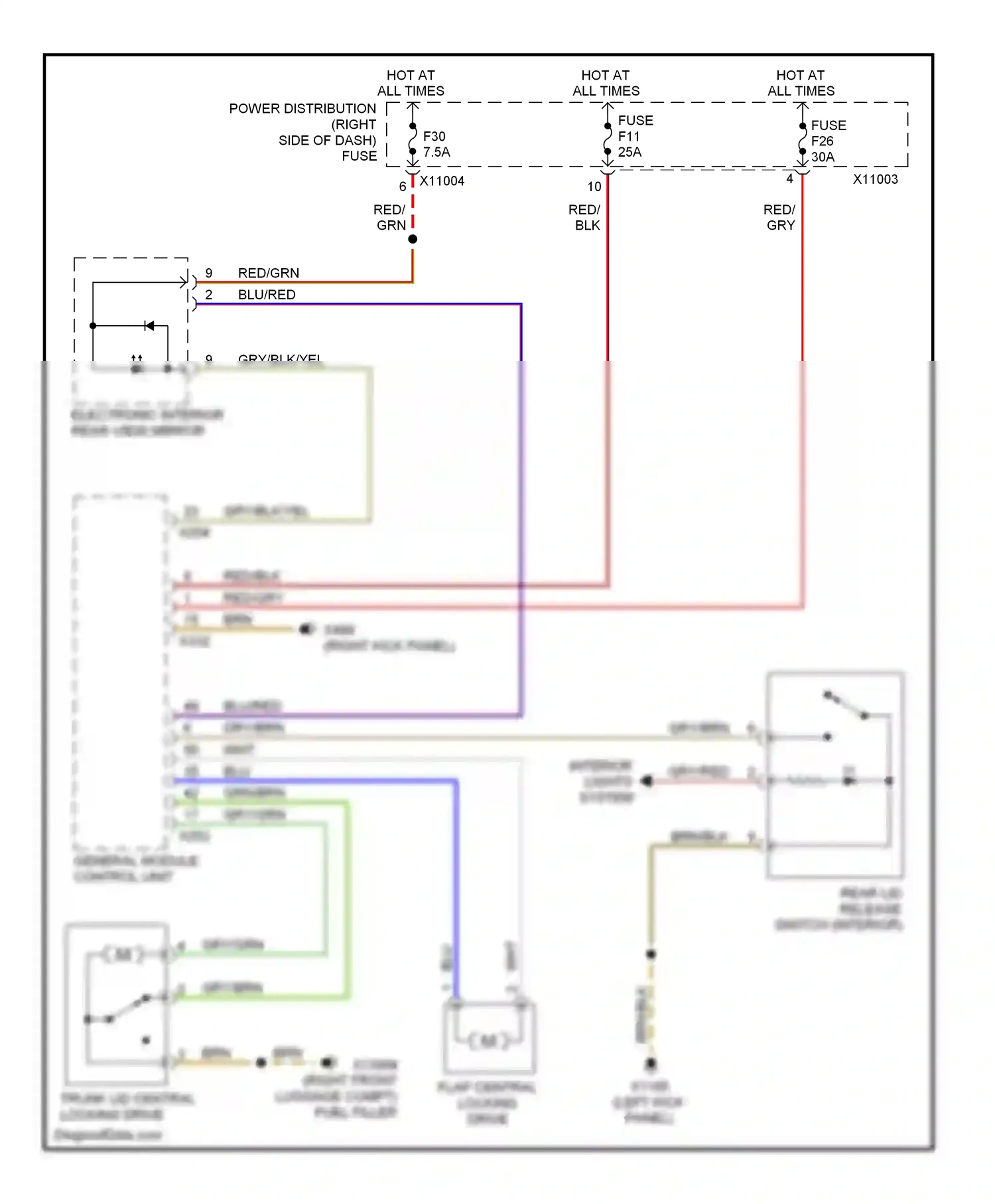 BMW Z4 E85/E86 (2002-2005) (left kick panel) wiring diagram  (3 of 3)
