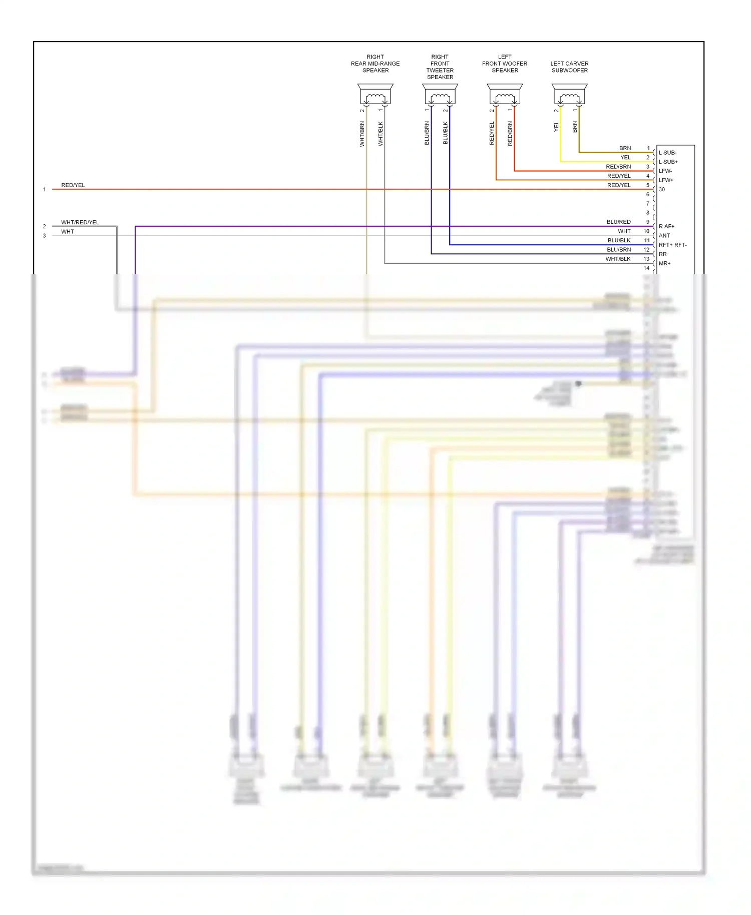 Wiring diagram left rear mid-range speaker for BMW Z4 E85/E86 (2002-2005) (2 of 2)