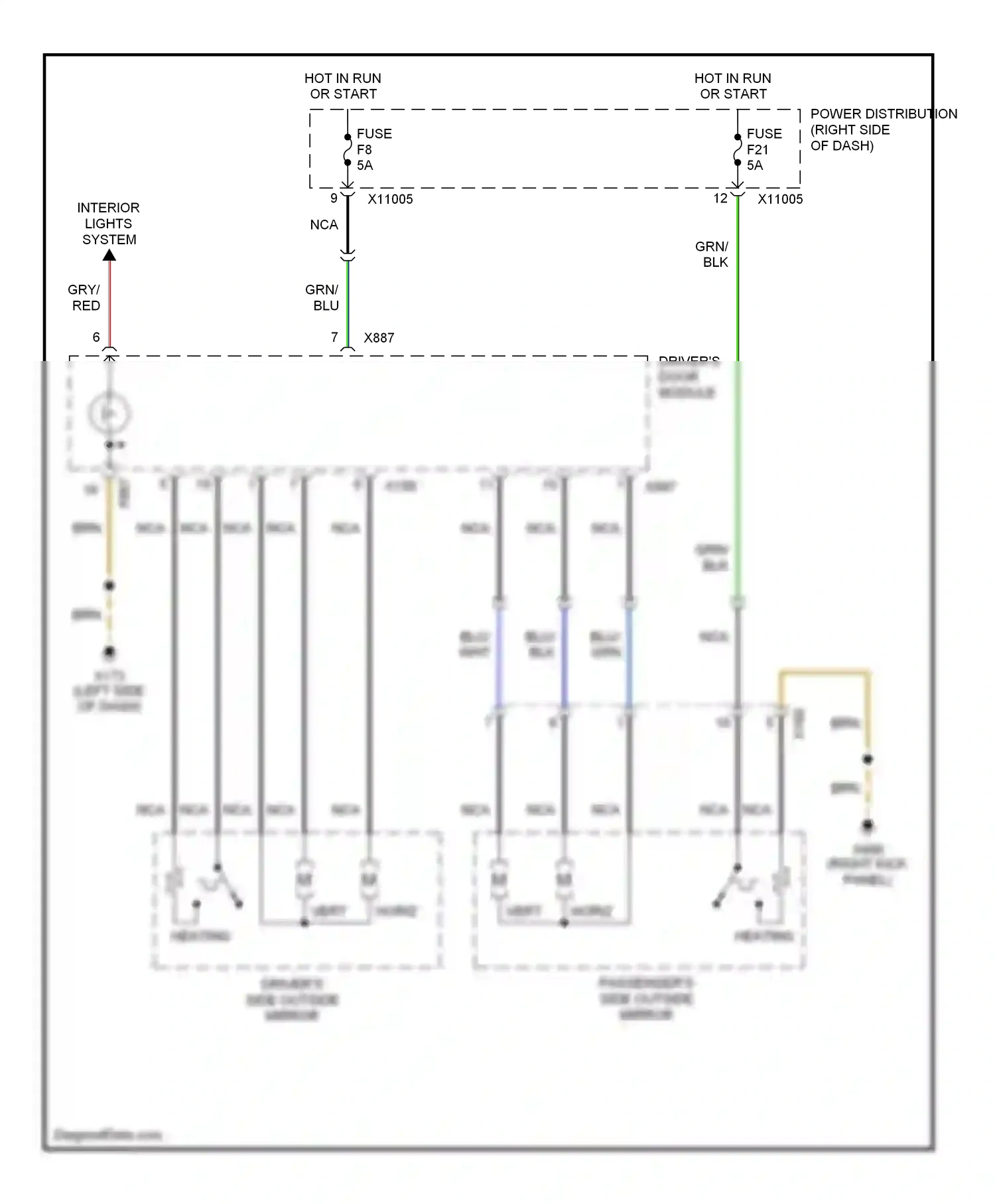 Wiring diagram passenger's side outside mirror for BMW Z4 E85/E86 (2002-2005) (4 of 4)