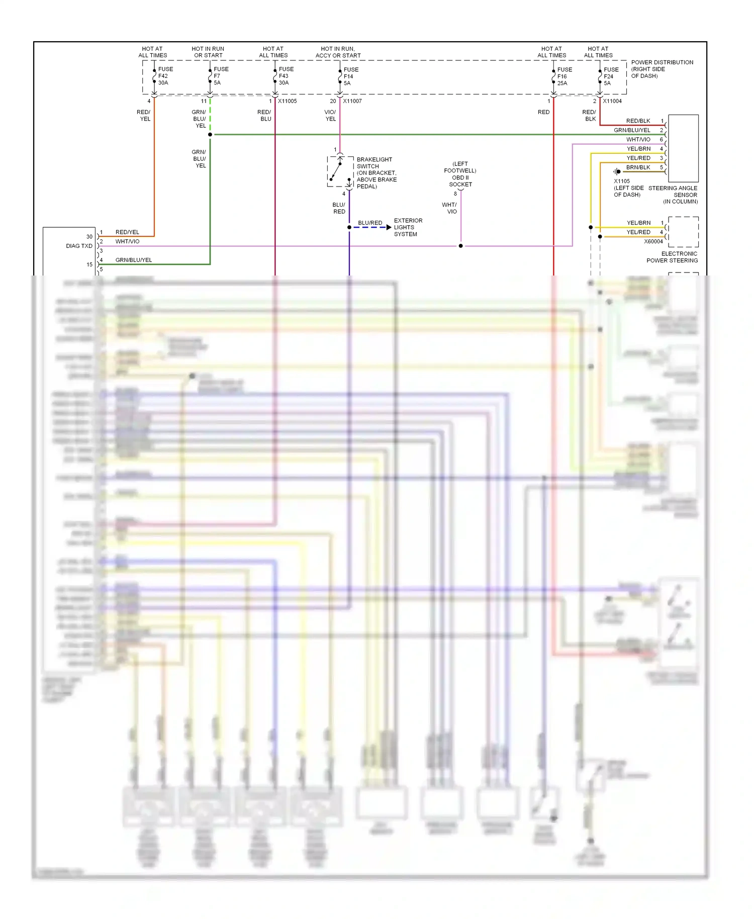 BMW Z4 E85/E86 (2002-2005) steering angle sensor (in column) wiring diagram  (1 of 1)