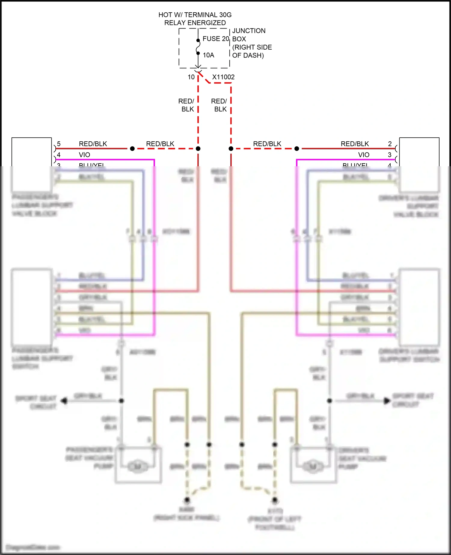 Wiring diagram driver's lumbar support switch for BMW Z4 E89 facelift (2013-2017) (2 of 4)