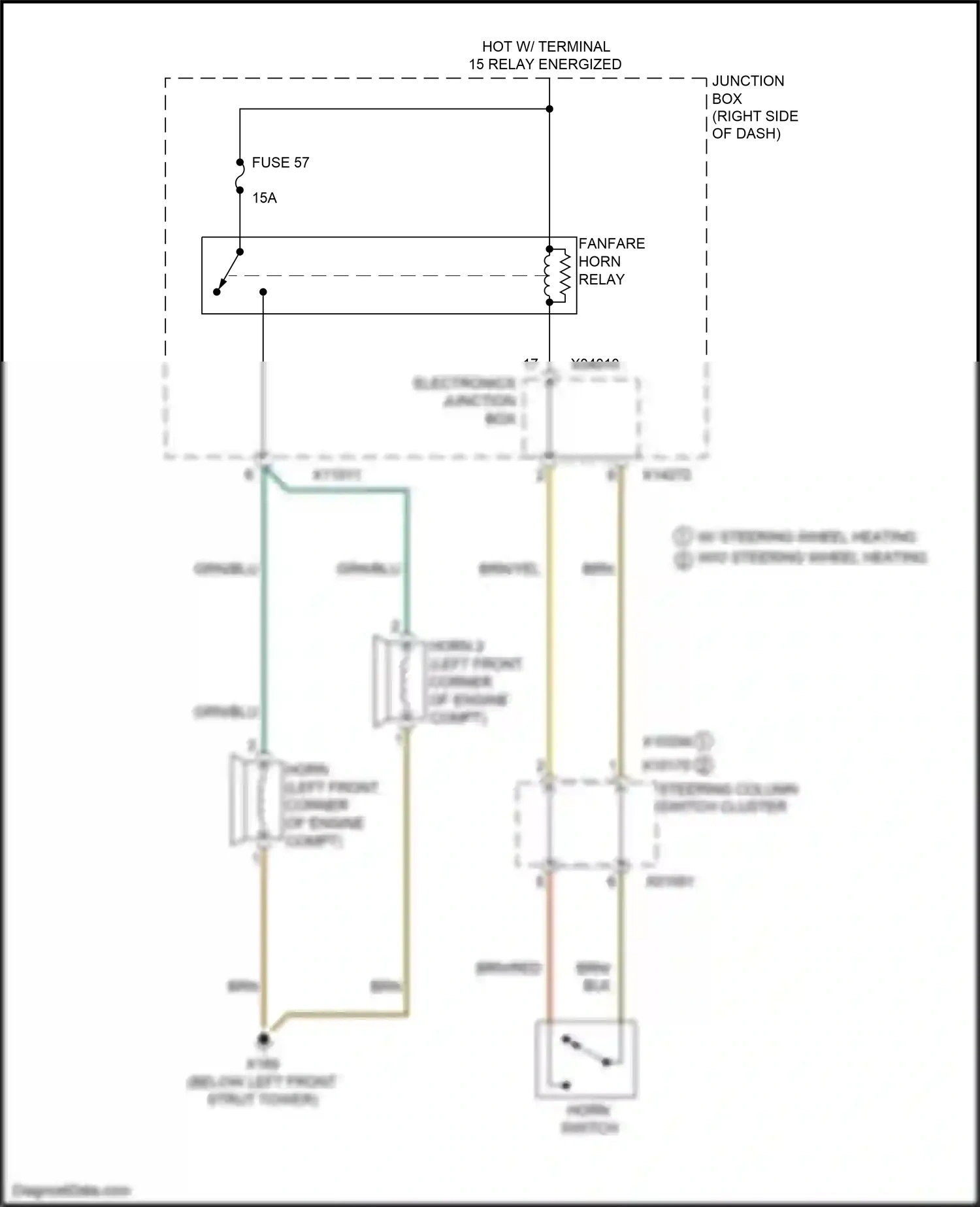 Wiring diagram fuse 57 for BMW Z4 E89 facelift (2013-2017) (1 of 2)