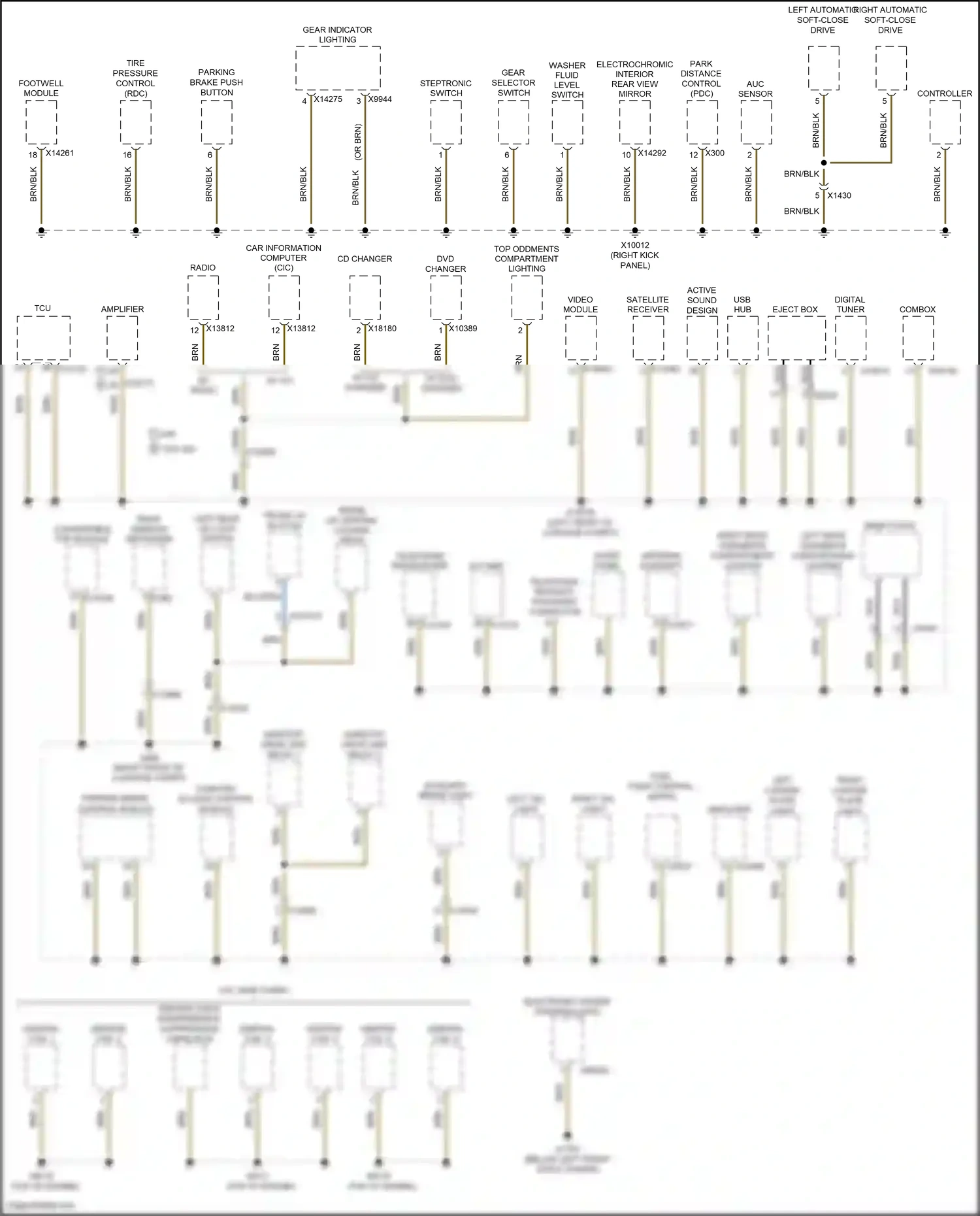 Wiring diagram left rear oddments compartment lighting for BMW Z4 E89 facelift (2013-2017) (1 of 1)