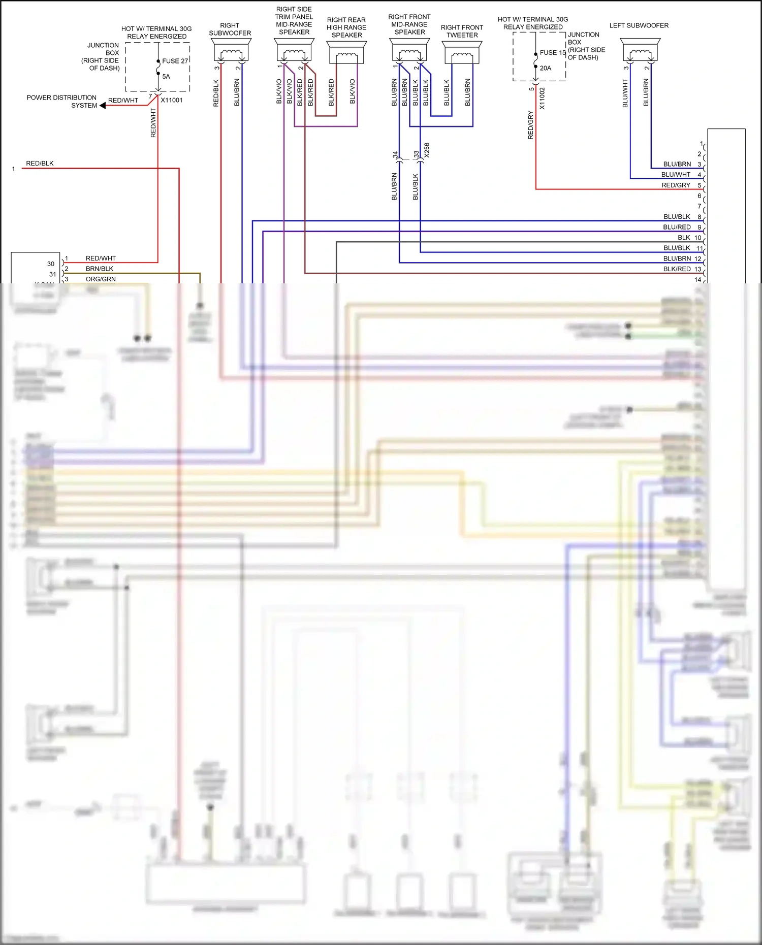 Wiring diagram mid-range speaker for BMW Z4 E89 facelift (2013-2017) (1 of 4)