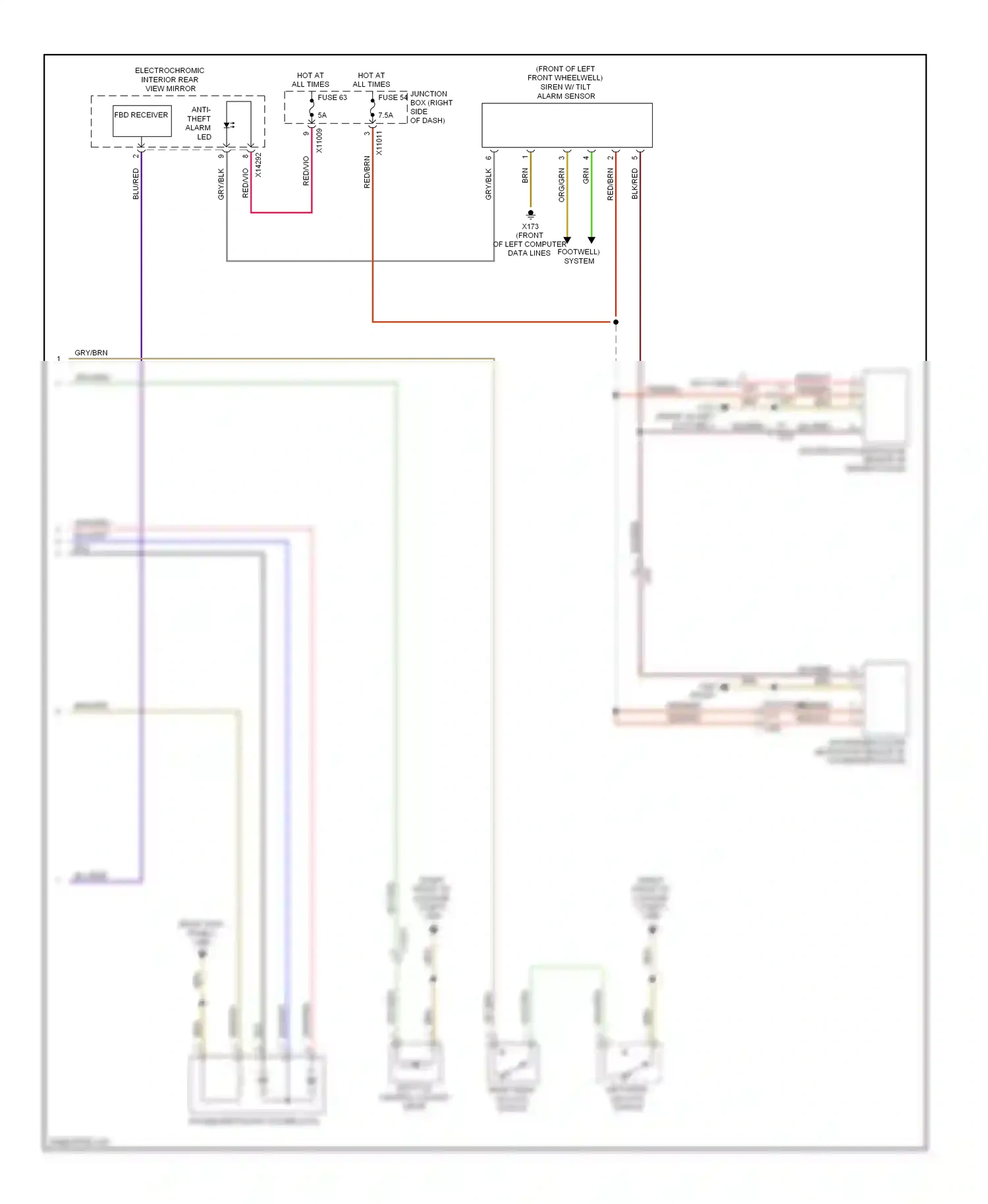 Wiring diagram passenger's door system lock for BMW Z4 E89 (2009-2013) (1 of 3)