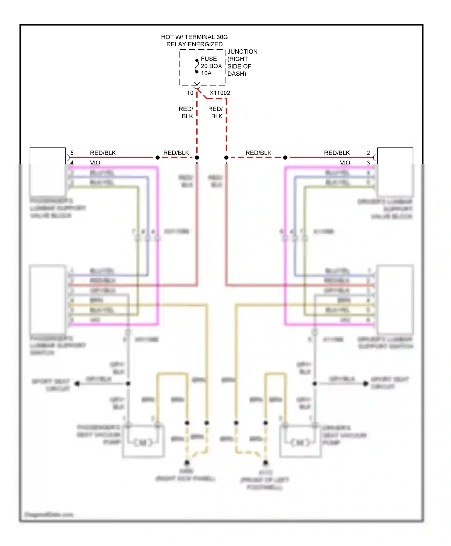 BMW Z4 E89 (2009-2013) passenger's lumbar support switch wiring diagram  (2 of 4)