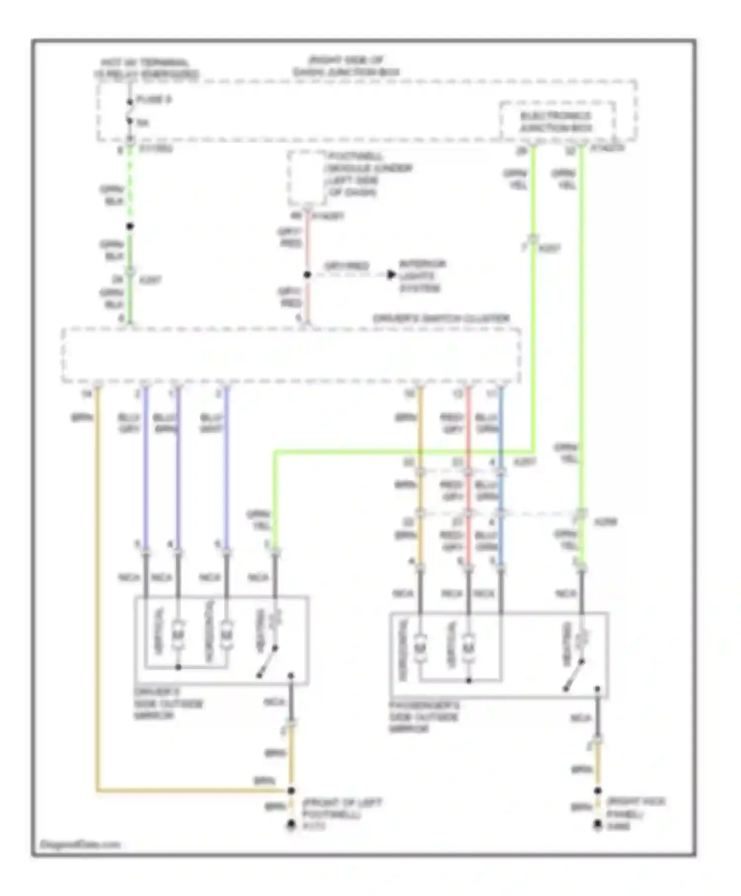 Wiring diagram passenger's side outside mirror for BMW Z4 E89 (2009-2013) (3 of 4)