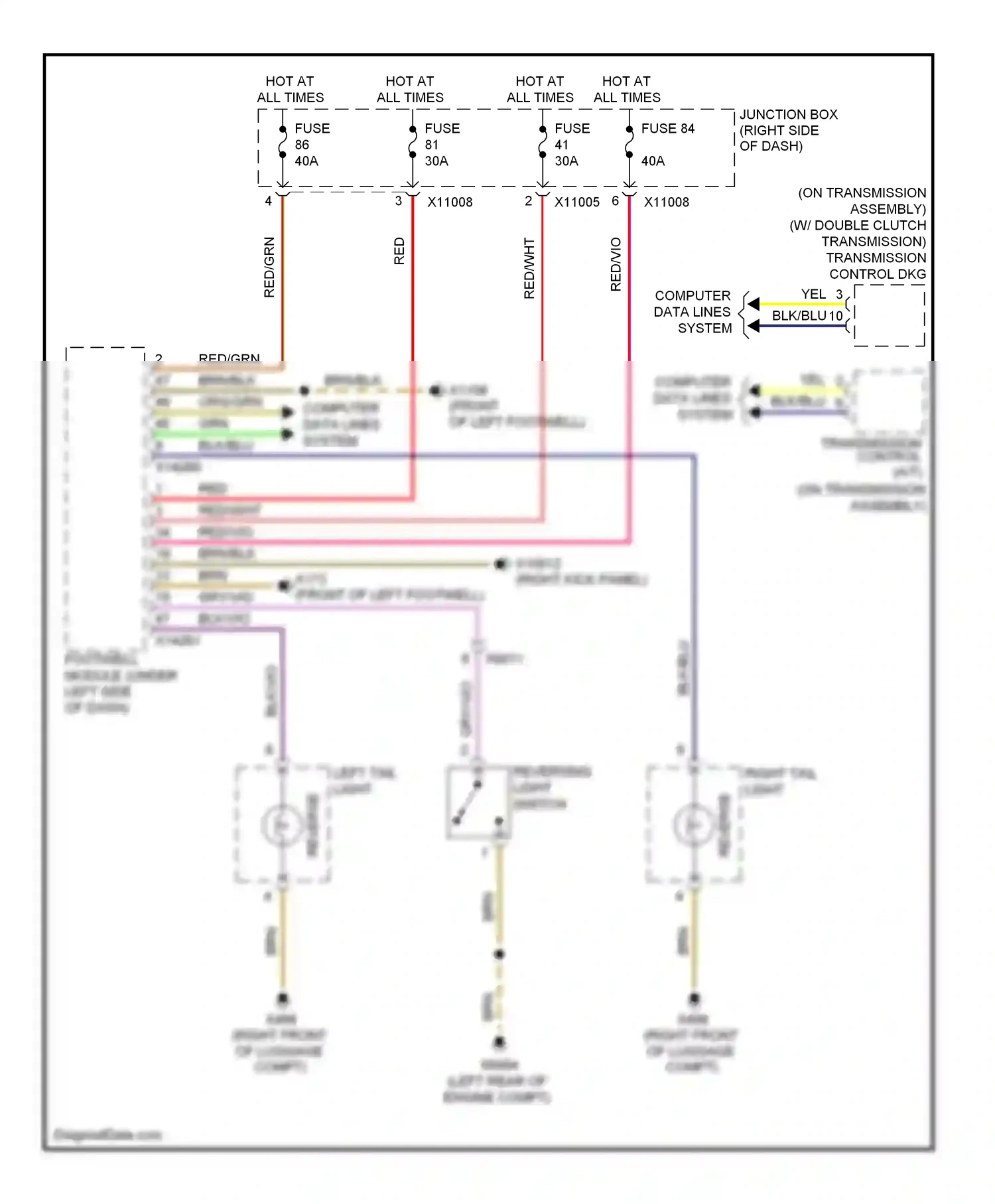 BMW Z4 E89 (2009-2013) reverse wiring diagram  (1 of 2)