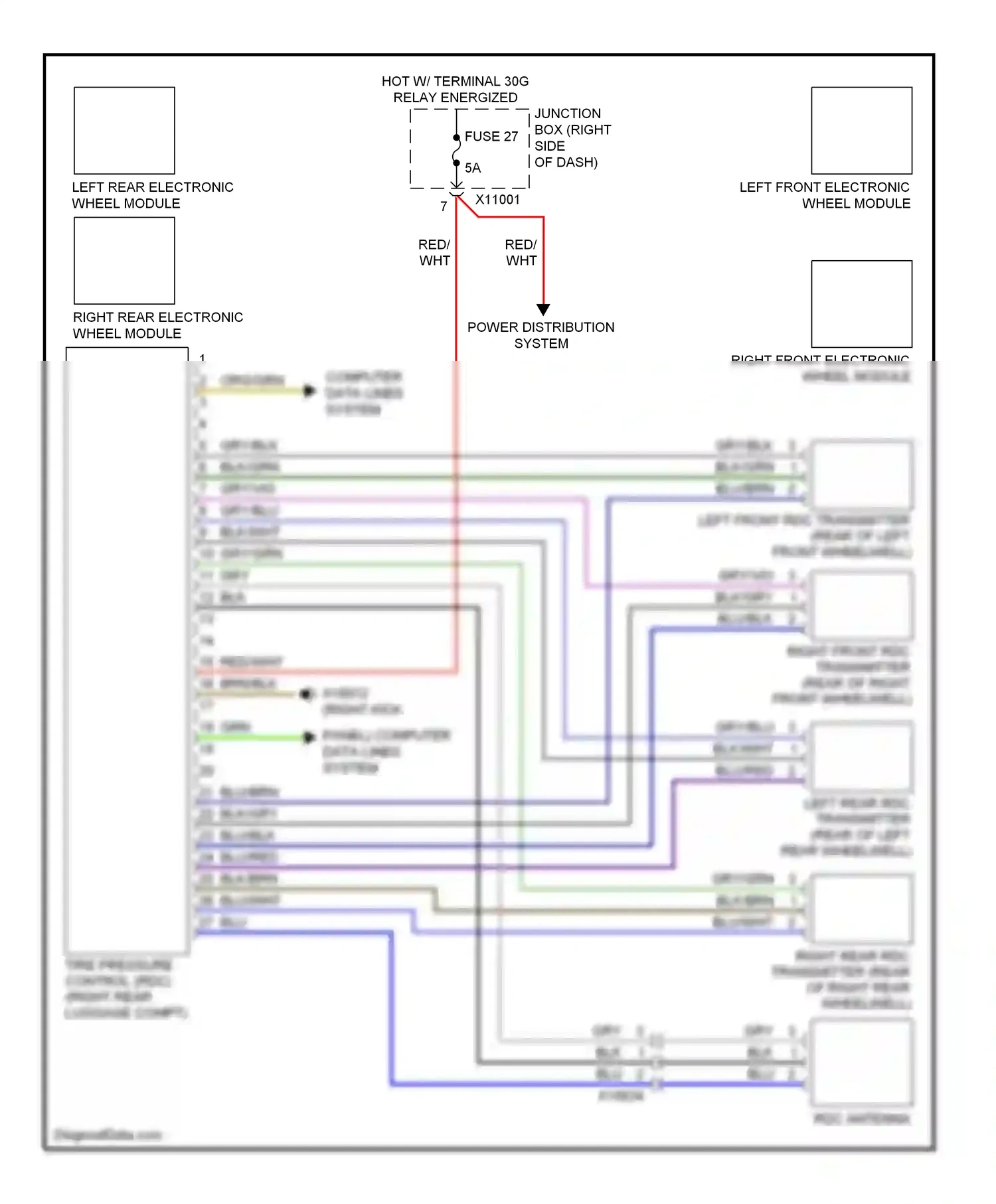 Wiring diagram right rear electronic wheel module for BMW Z4 E89 (2009-2013) (1 of 1)