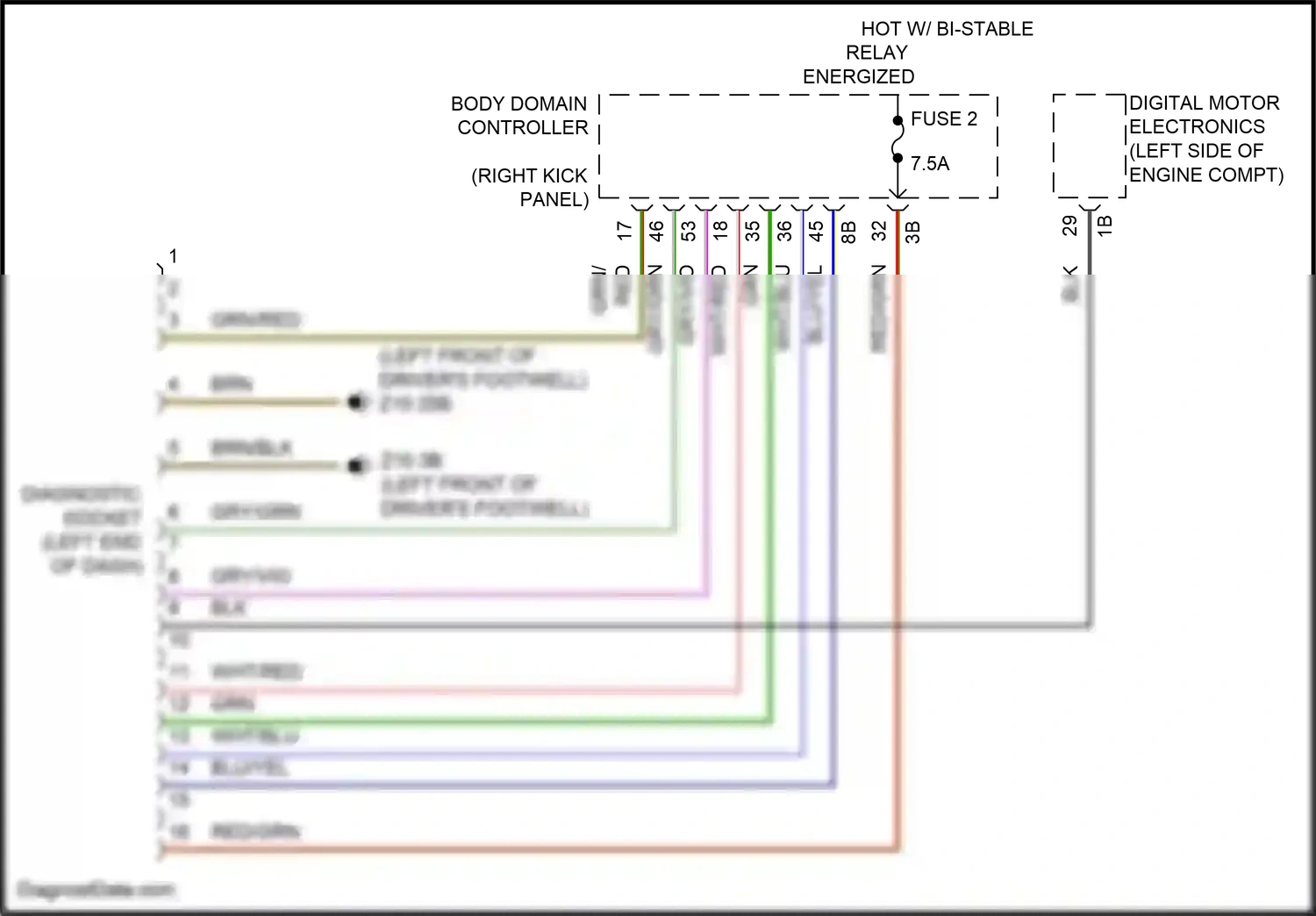 Wiring diagram diagnostic socket for BMW Z4 G29 facelift (2022-2024) (1 of 4)