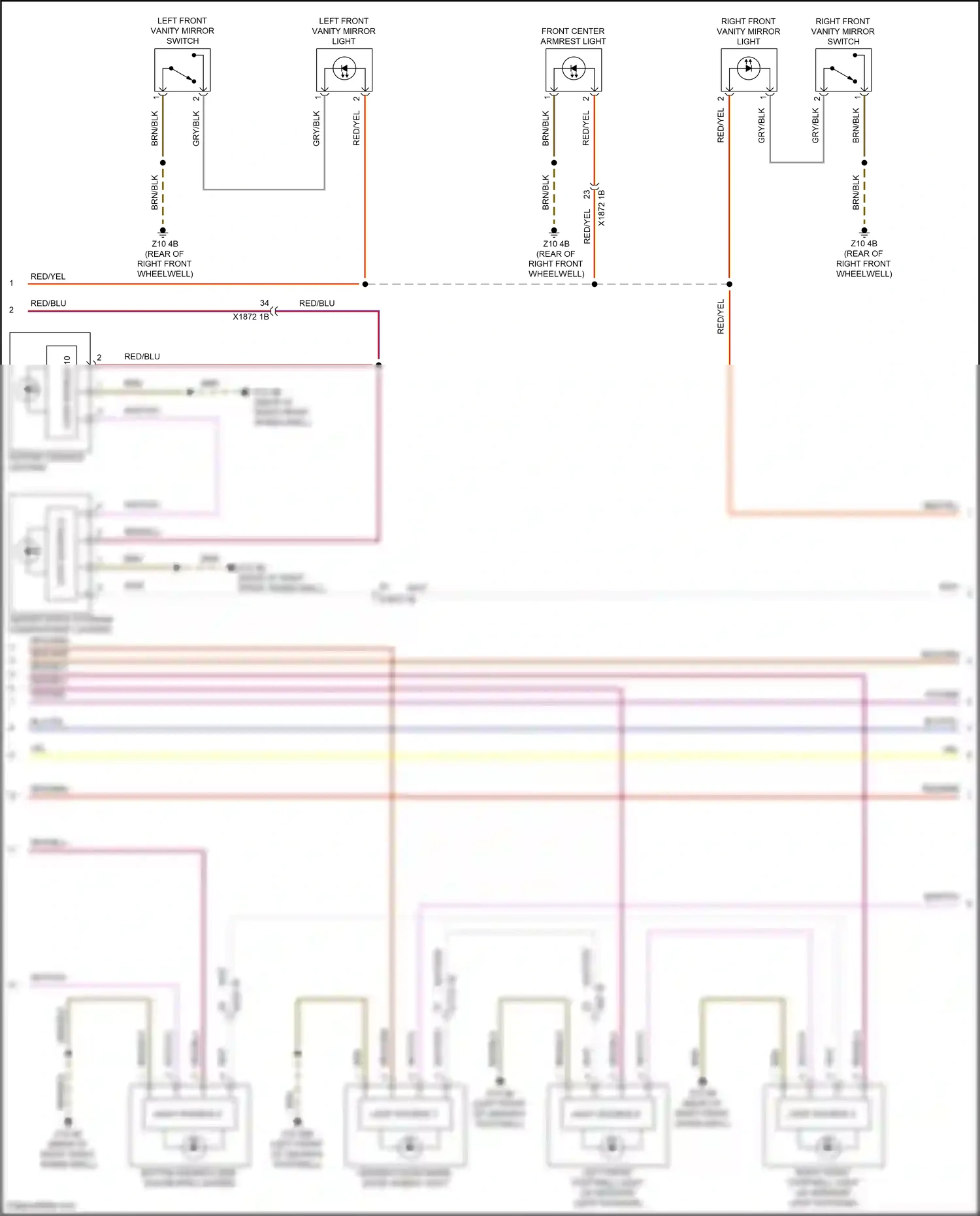 Wiring diagram left front vanity mirror light for BMW Z4 G29 facelift (2022-2024) (1 of 2)