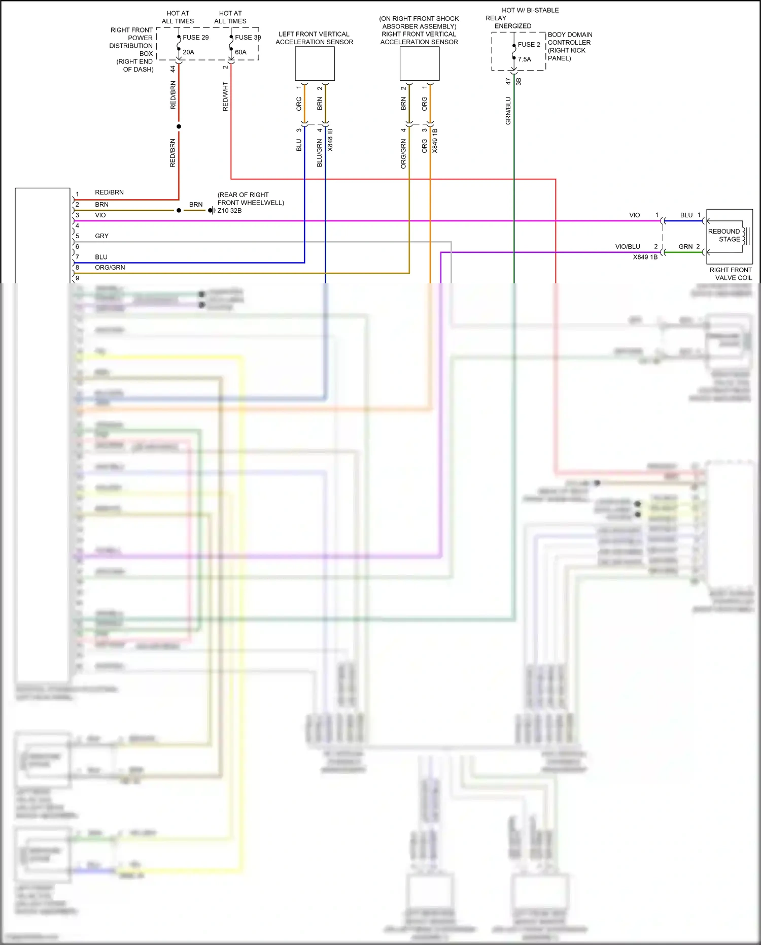 Wiring diagram right front vertical-acceleration sensor for BMW Z4 G29 facelift (2022-2024) (1 of 1)