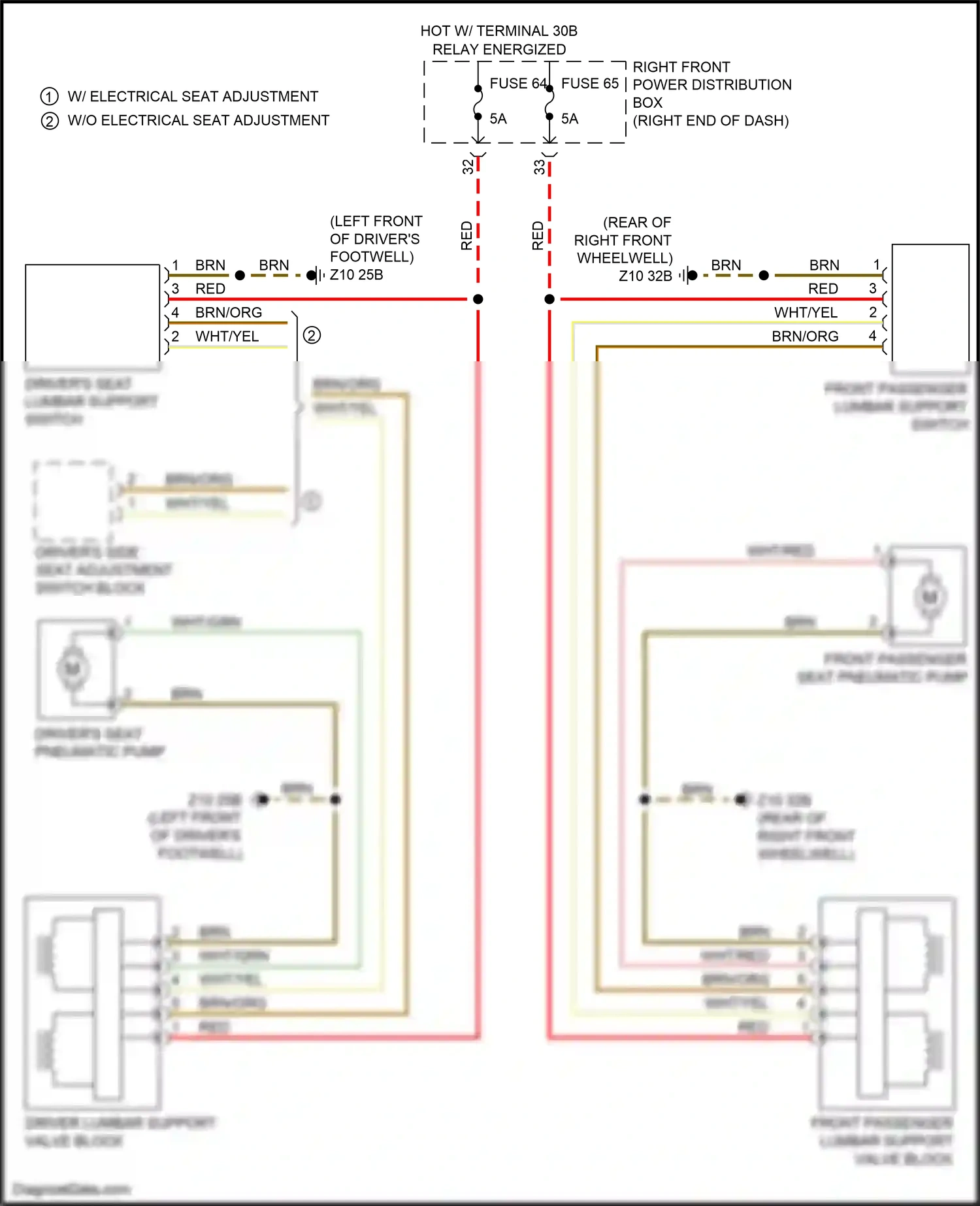 Wiring diagram front passenger lumbar support switch for BMW Z4 G29 (2018-2022) (2 of 2)