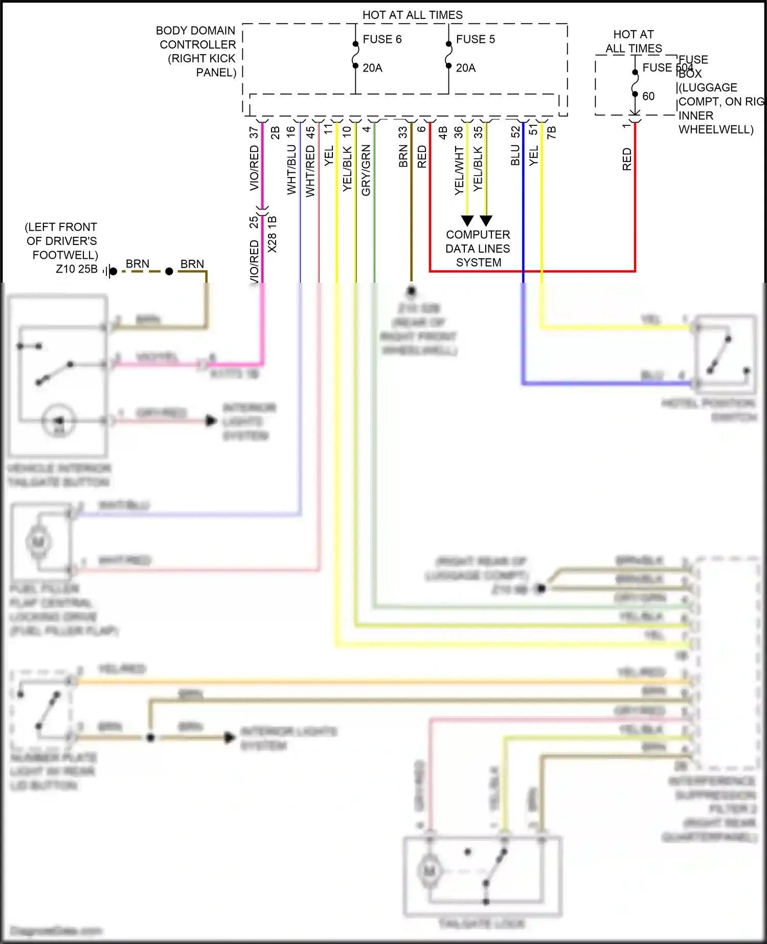 Wiring diagram interference suppression filter 2 for BMW Z4 G29 (2018-2022) (6 of 6)