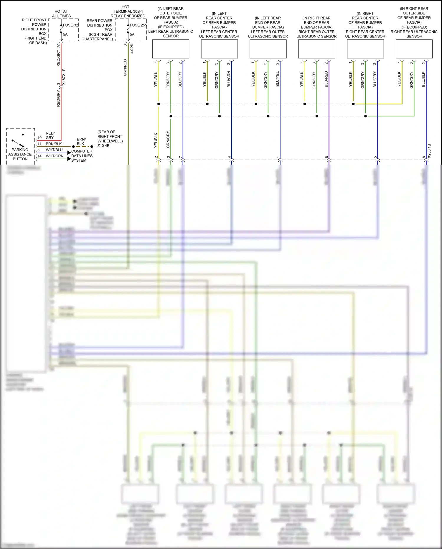 Wiring diagram left rear outer ultrasonic sensor for BMW Z4 G29 (2018-2022) (1 of 1)