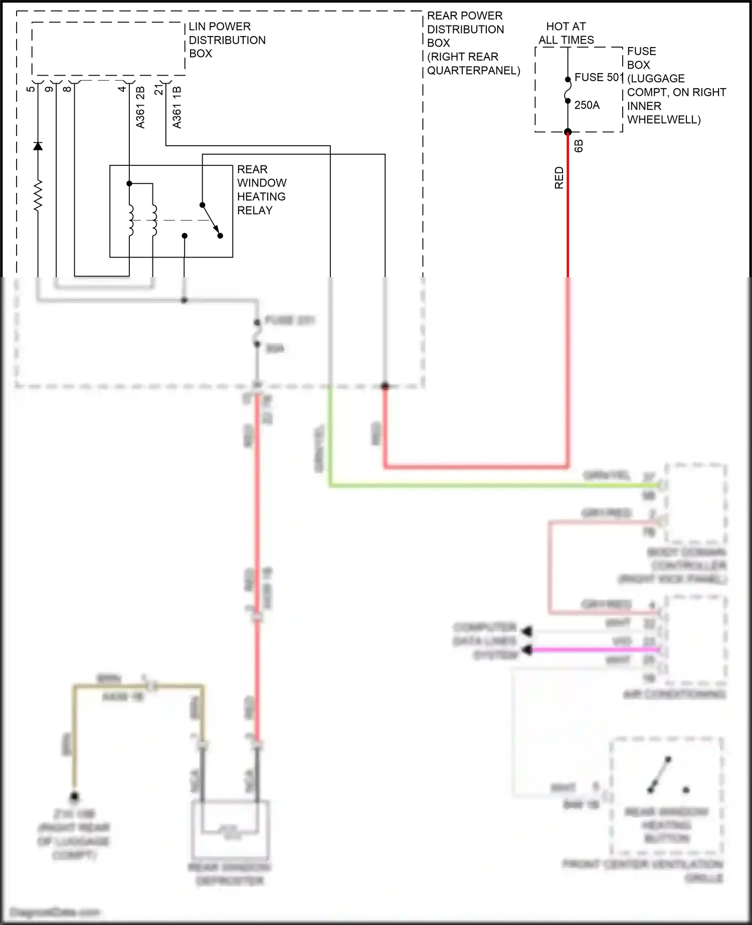 Wiring diagram rear window heating button for BMW Z4 G29 (2018-2022) (2 of 2)