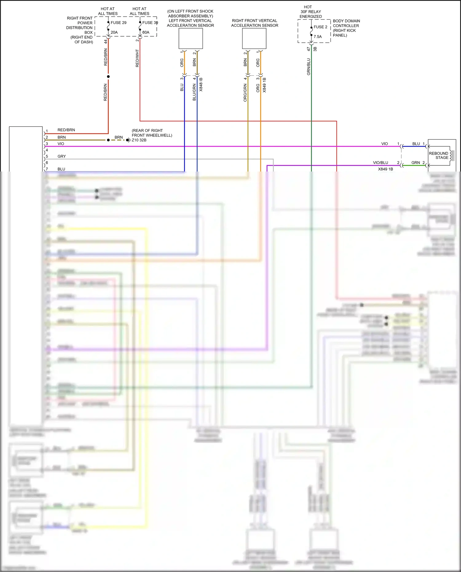 Wiring diagram right front vertical-acceleration sensor for BMW Z4 G29 (2018-2022) (1 of 1)