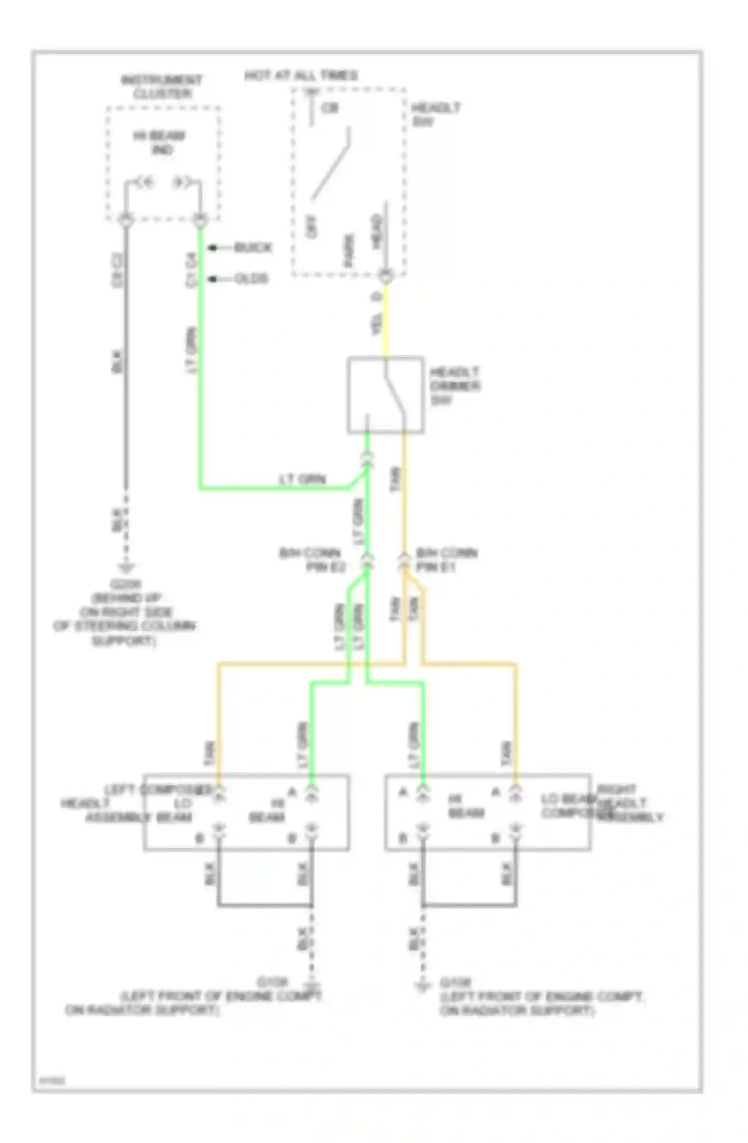 Century Buick V (1982-1996): Headlight circuit, without drl