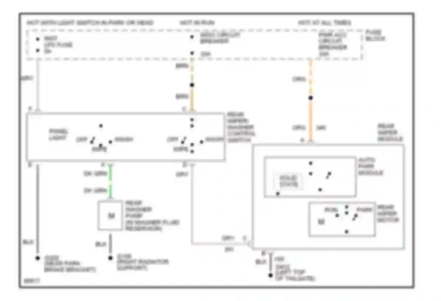 Century Buick V (1982-1996): Rear washer/wiper circuit