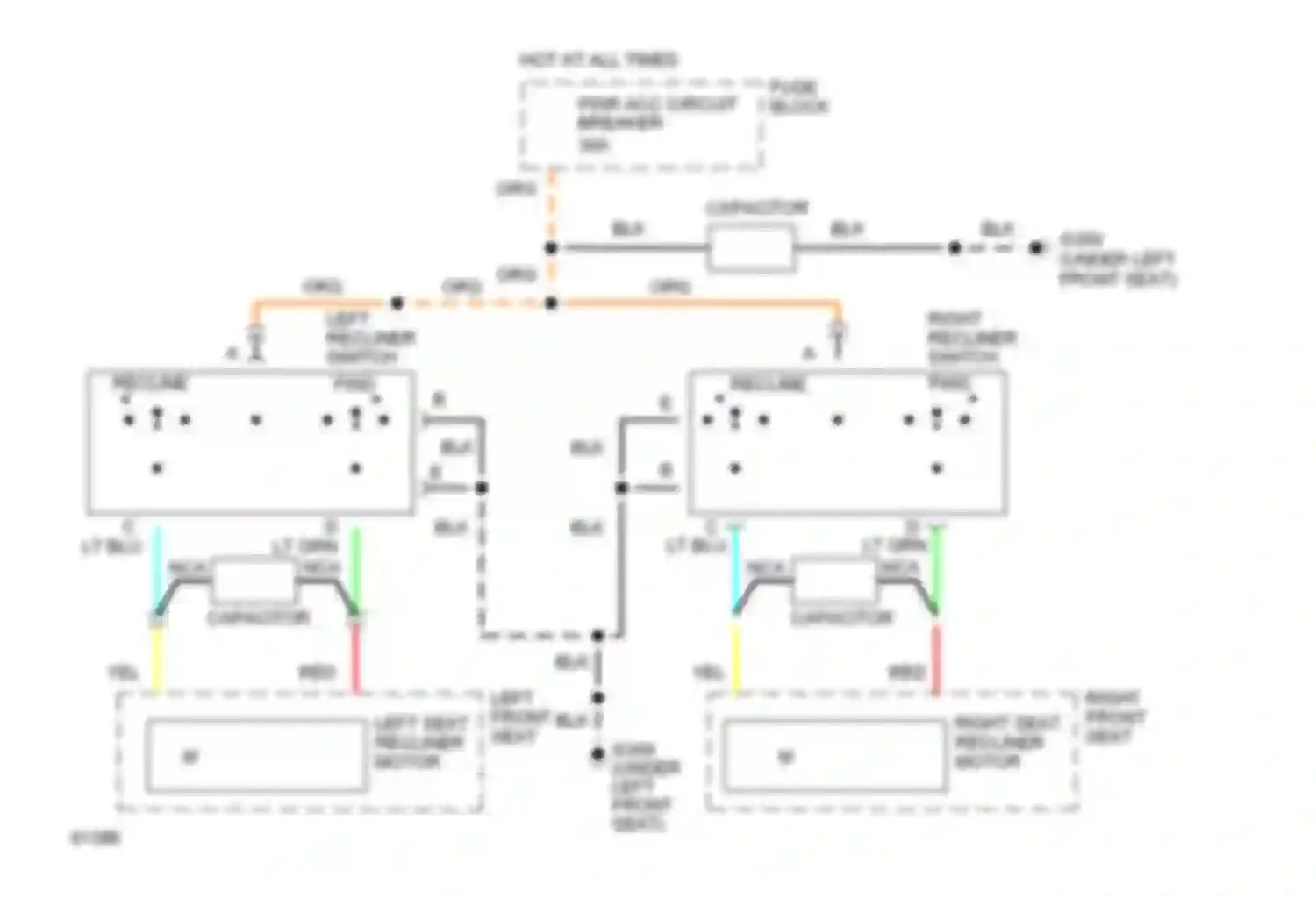 Wiring diagram left recliner switch for Buick Century V (1982-1996) (2 of 2)