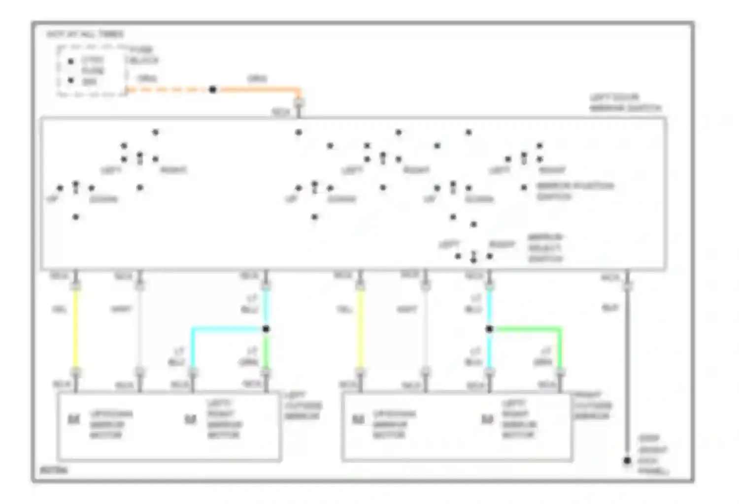 Wiring diagram right outside mirror left/ right mirror motor for Buick Century V (1982-1996) (1 of 1)