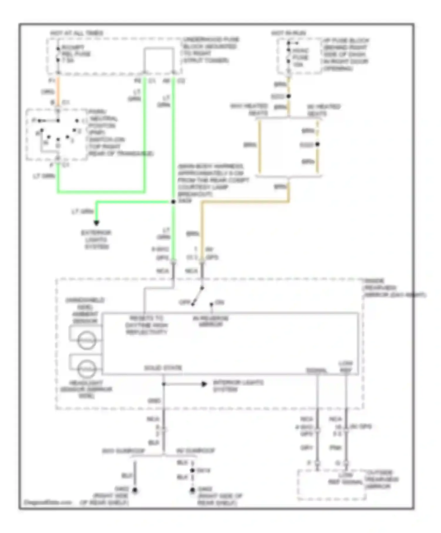 Century Buick VI (1997-2005): Electrochromic mirror circuit