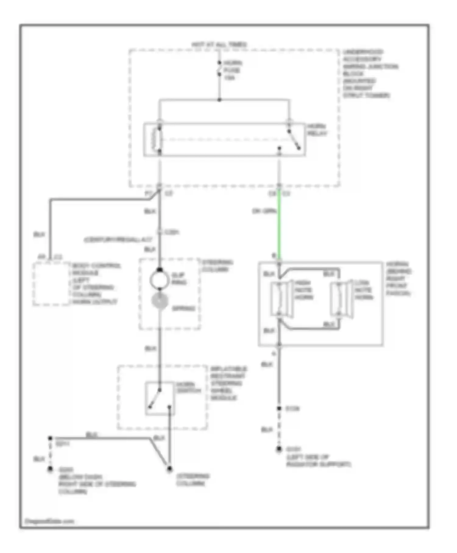 Wiring diagram horn switch for Buick Century VI (1997-2005) (1 of 1)