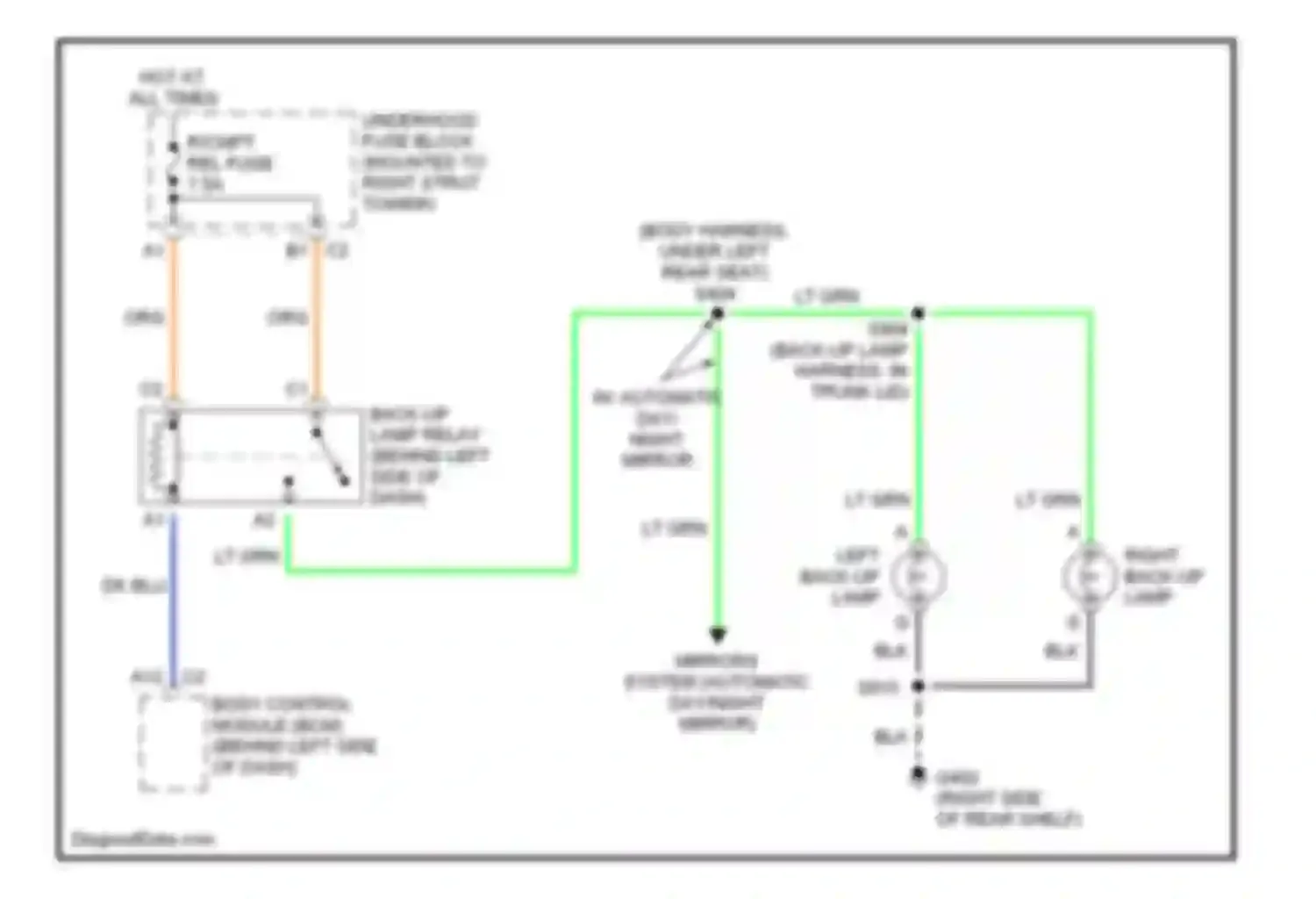 Wiring diagram left back-up lamp for Buick Century VI (1997-2005) (1 of 1)
