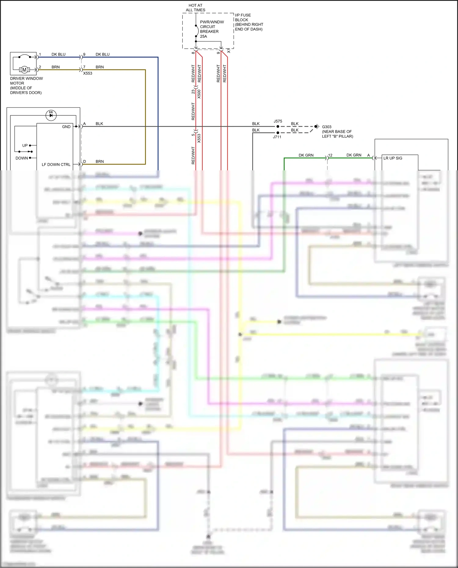 Buick Enclave I facelift (2013-2017) driver window switch wiring diagram  (5 of 5)