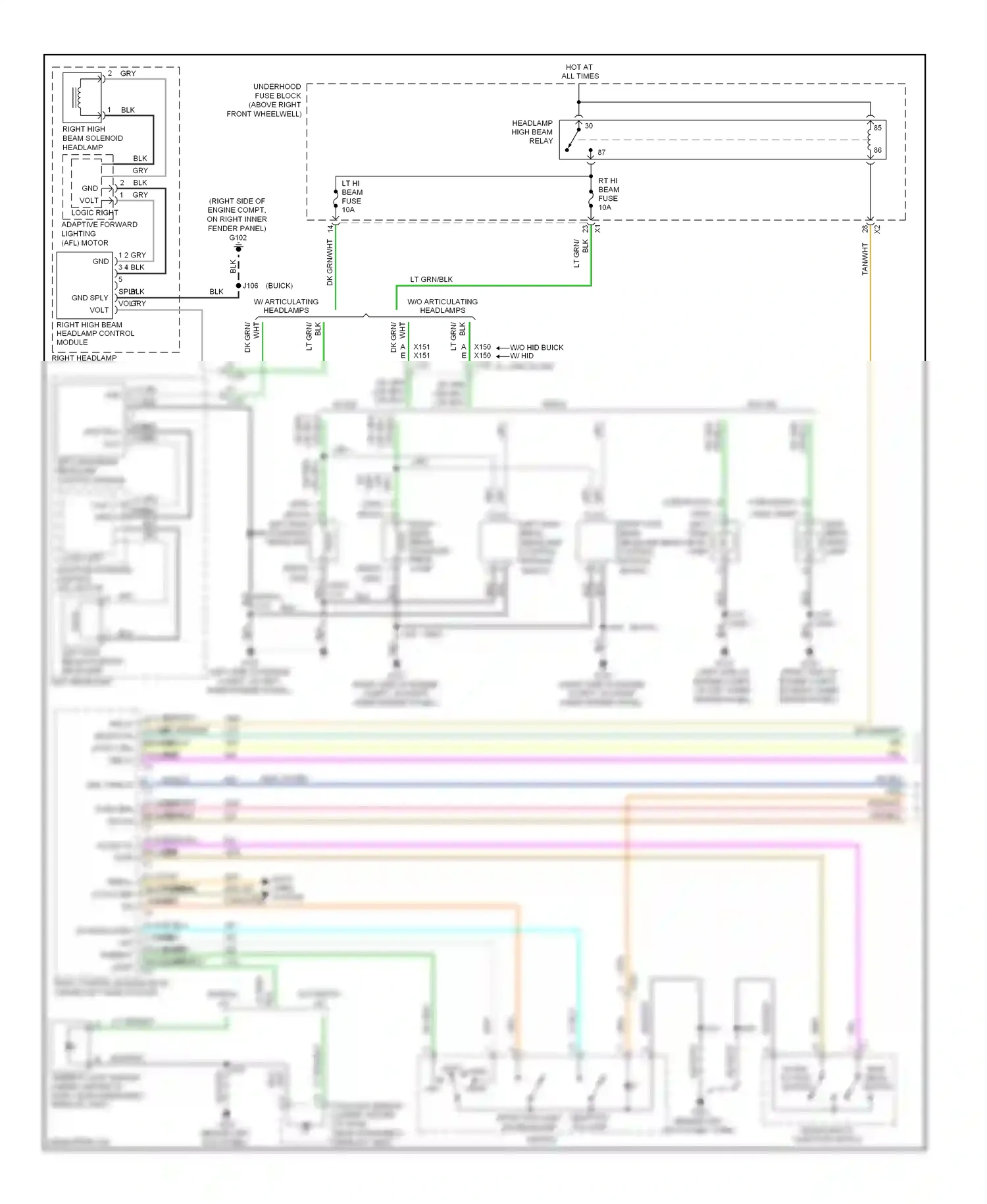 Buick Enclave I (2007-2013) (behind left kick panel) turn signal/multi- function switch wiring diagram  (1 of 1)