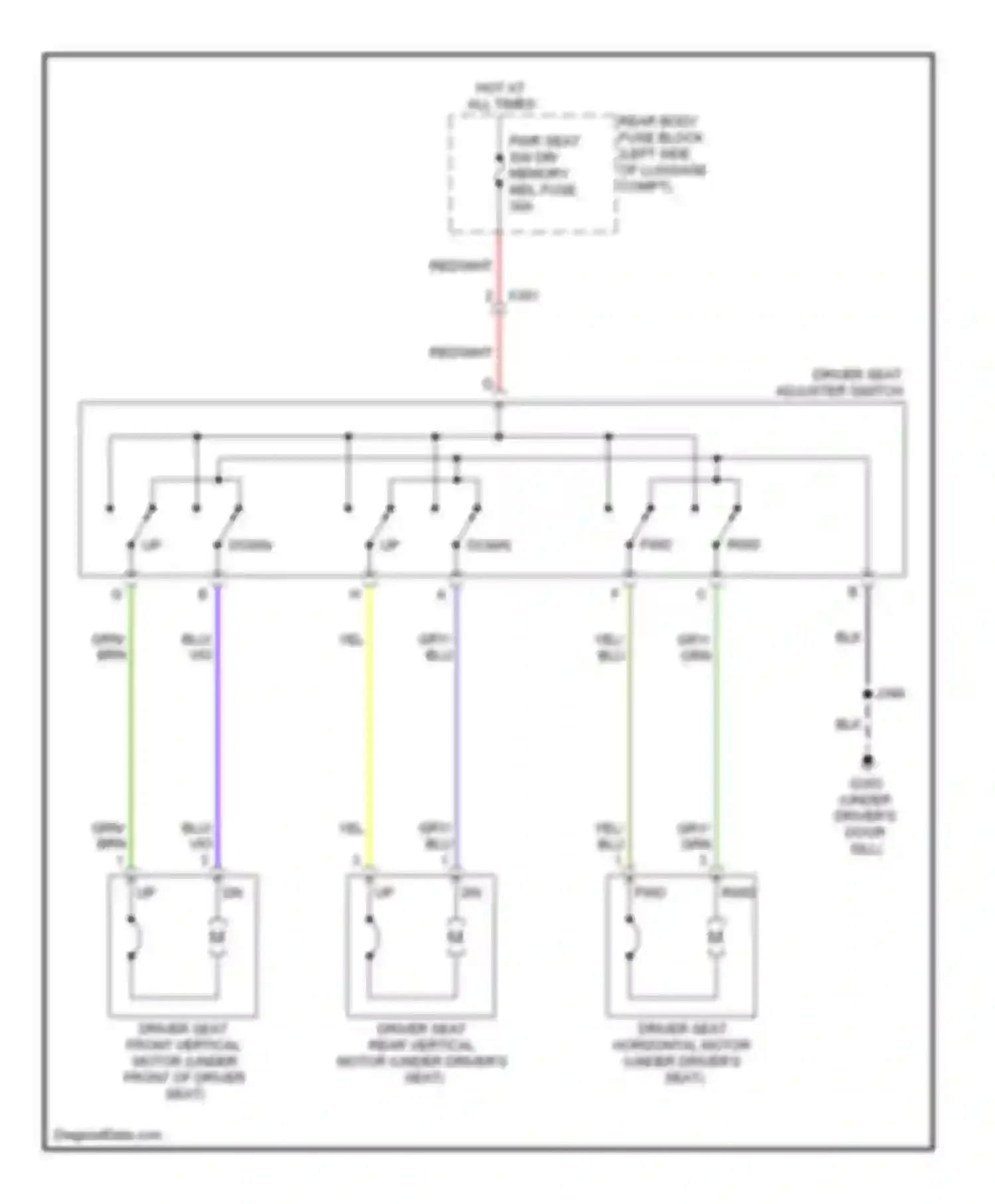 Wiring diagram pwr seat sw dr/ memory mdl fuse for Buick Encore I (2012-2016) (1 of 1)