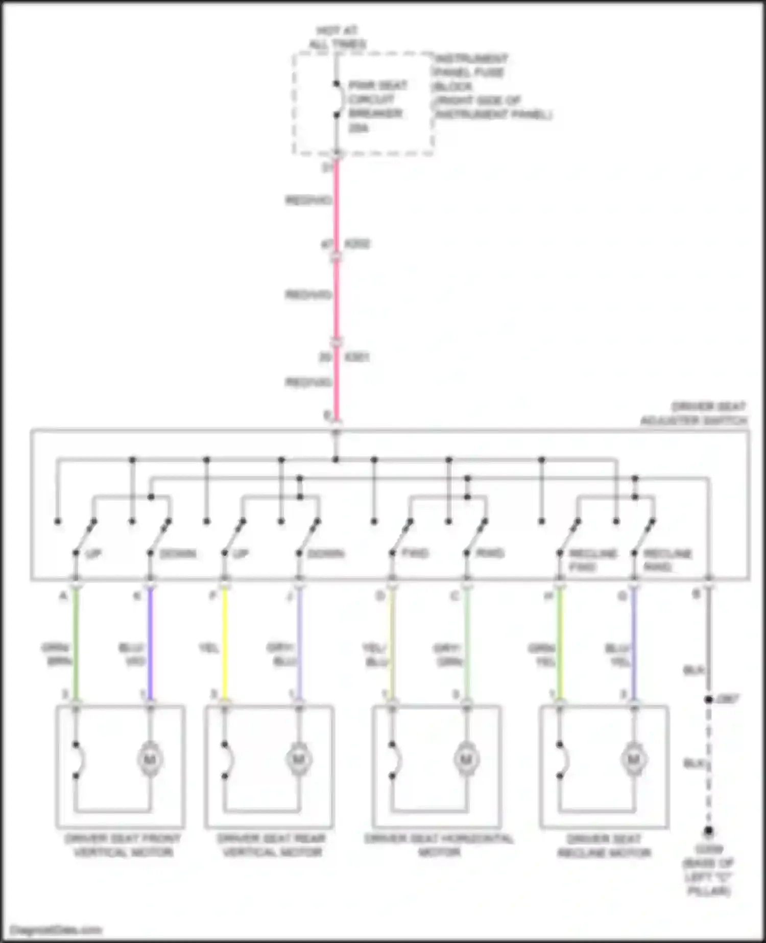 Envision Buick I (2016-2018): Driver power seat circuit