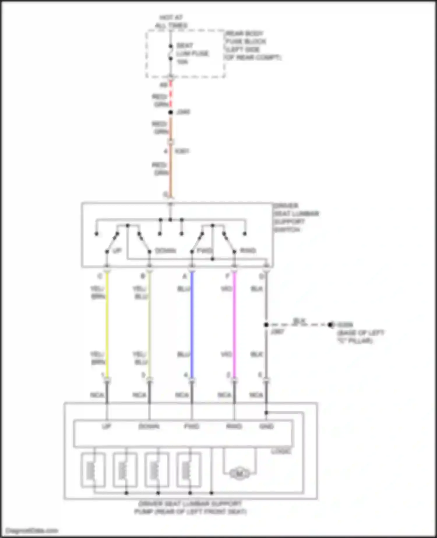 Envision Buick I (2016-2018): Driver"s lumbar circuit