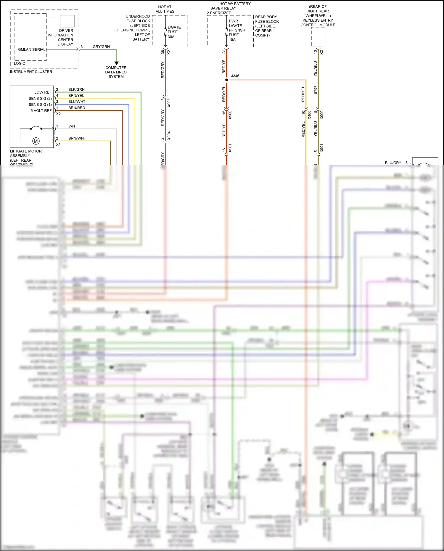 Buick Envision I (2016-2018) left liftgate object sensor wiring diagram  (1 of 1)
