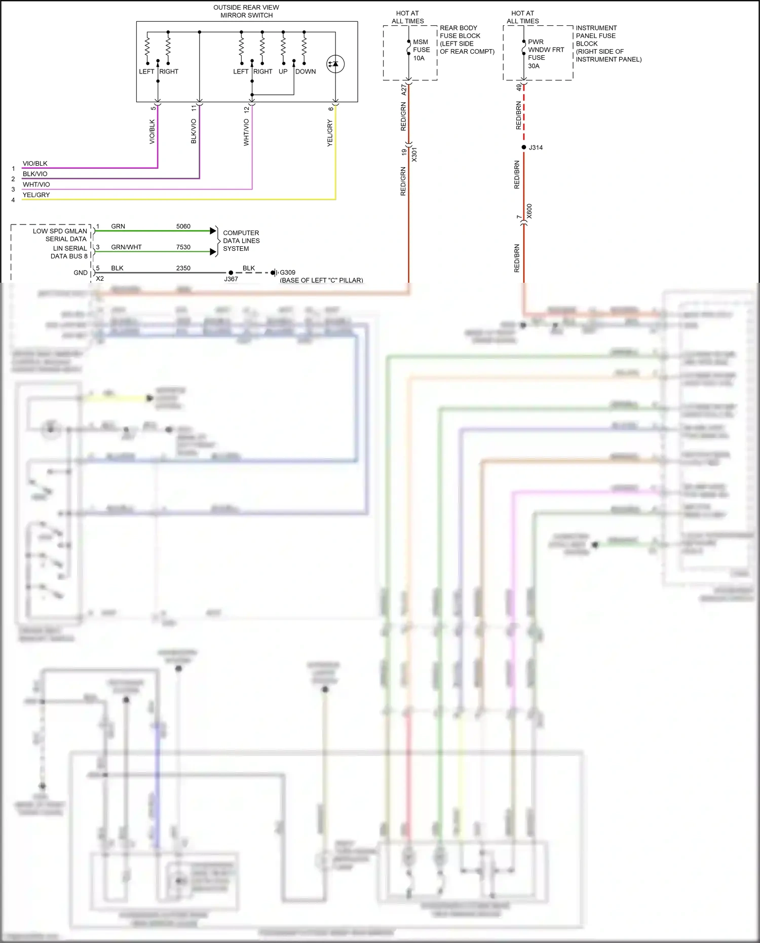 Buick Envision I (2016-2018) passenger side object detection indicator wiring diagram  (2 of 3)