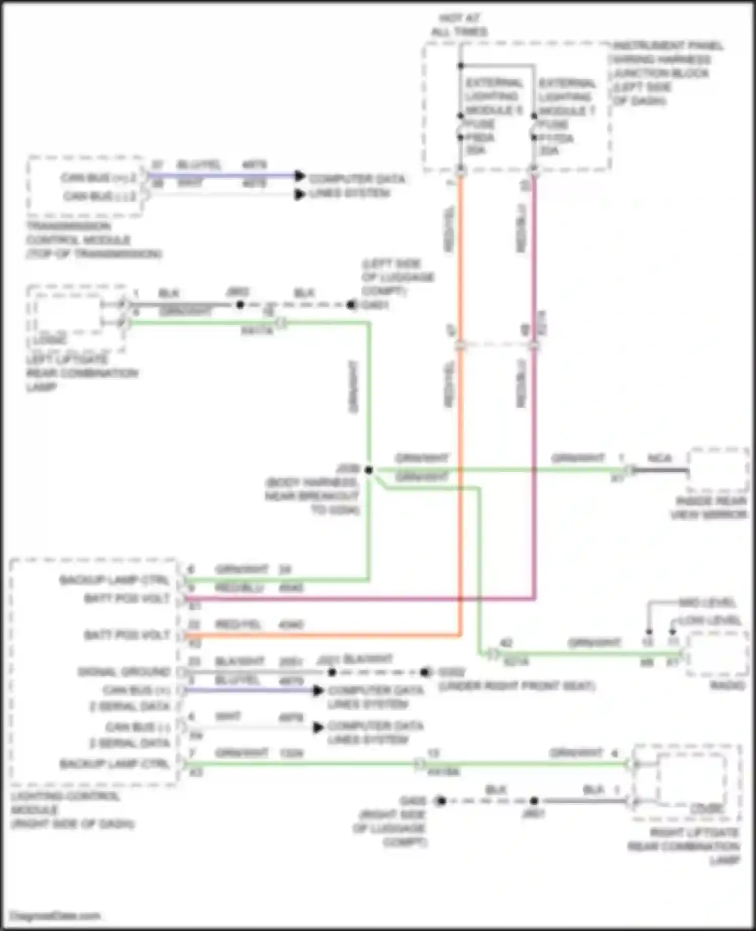 Envision Buick II (2020-2024): Backup lamps circuit