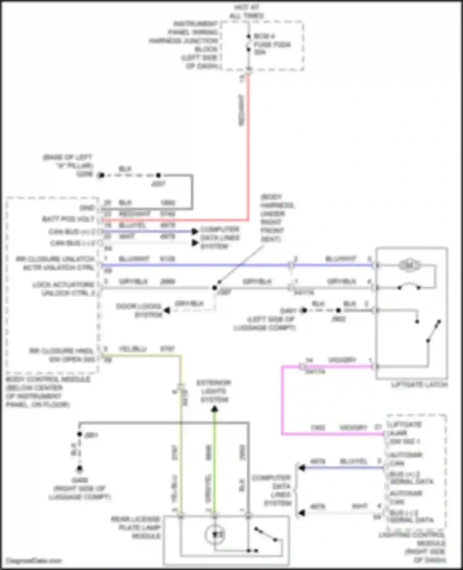 Envision Buick II (2020-2024): Liftgate release circuit