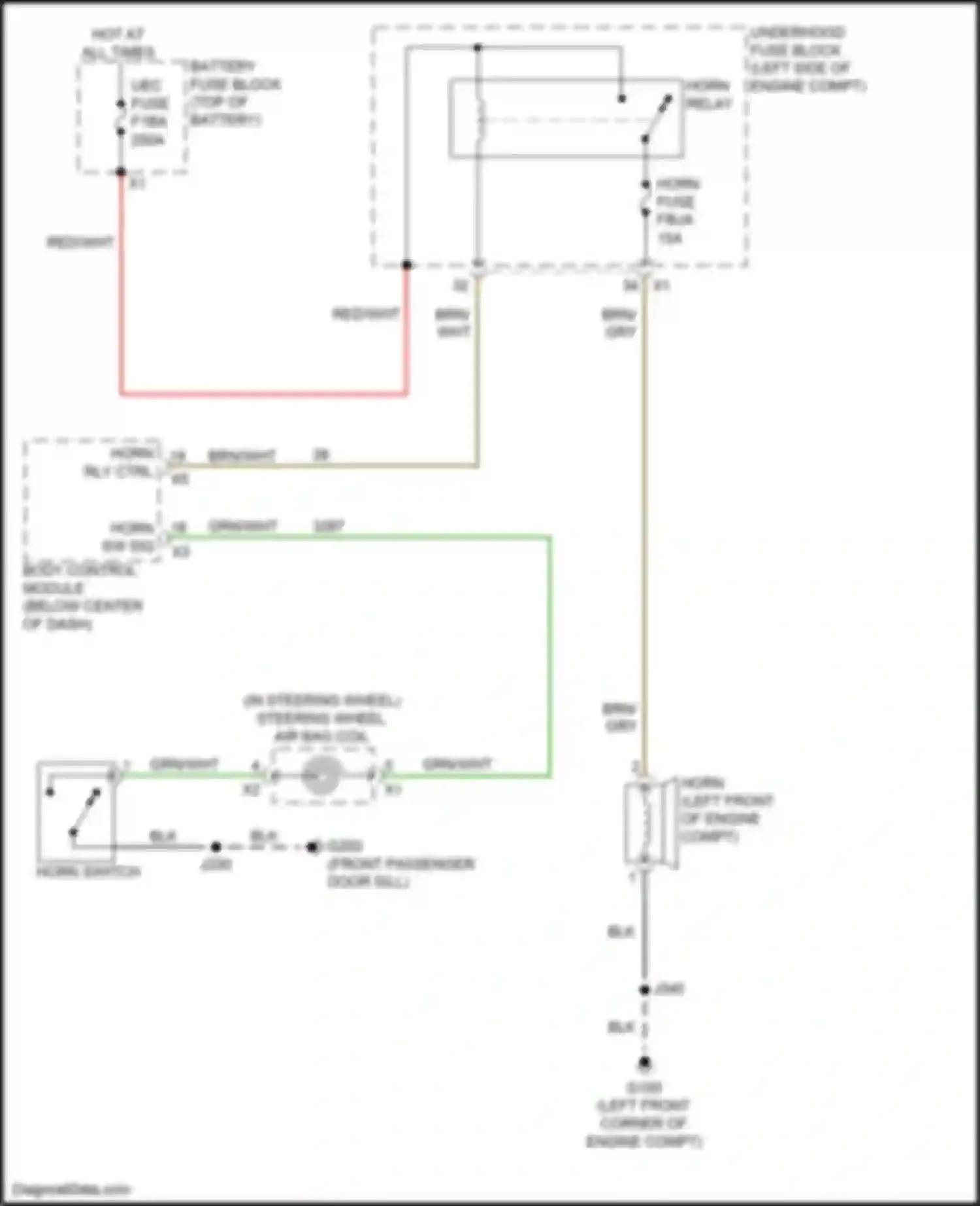 Wiring diagram horn switch for Buick Envista I (2022-2024) (1 of 1)
