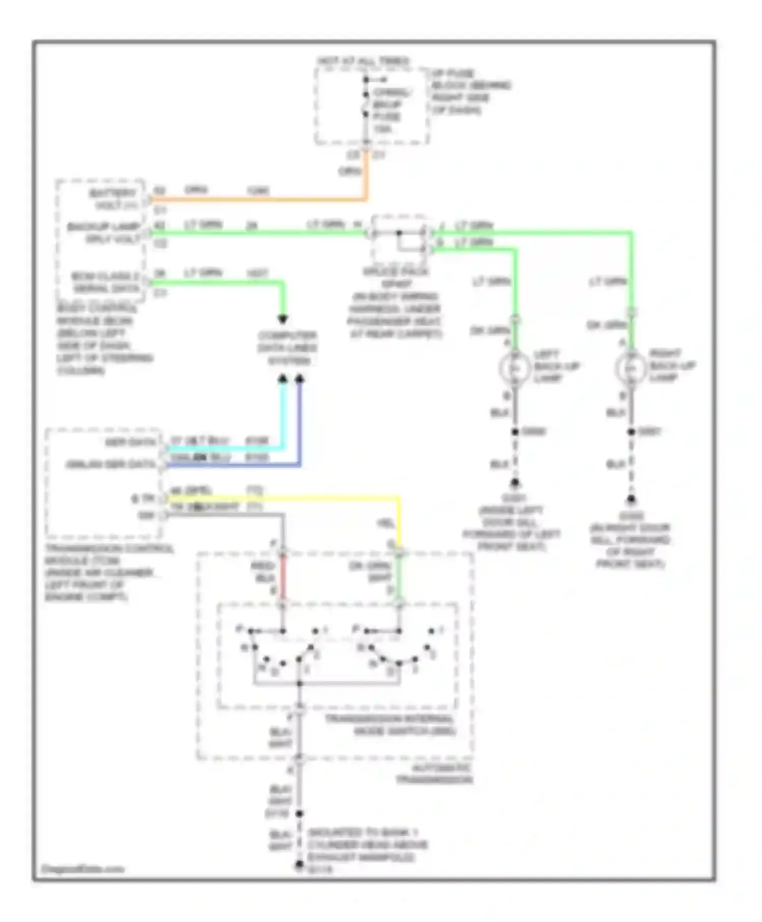 Wiring diagram right back-up lamp for Buick LaCrosse I (2004-2009) (1 of 2)