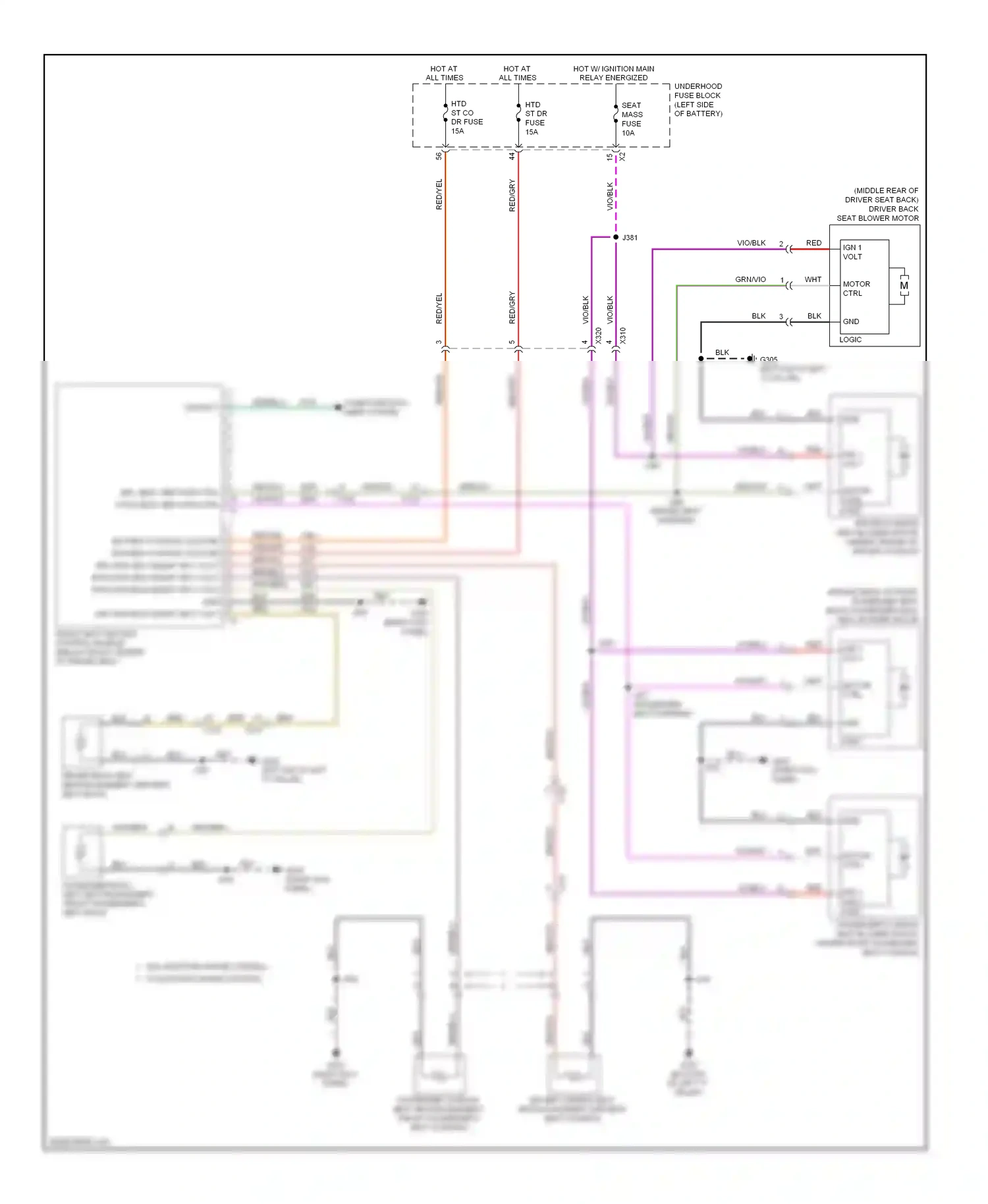 Buick LaCrosse II facelift (2013-2016) front seat heating control module (below front center of driver seat) wiring diagram  (1 of 1)