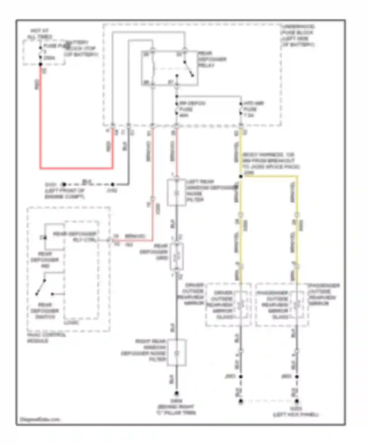 Wiring diagram rear defogger rly ctrl for Buick LaCrosse II facelift (2013-2016) (1 of 1)