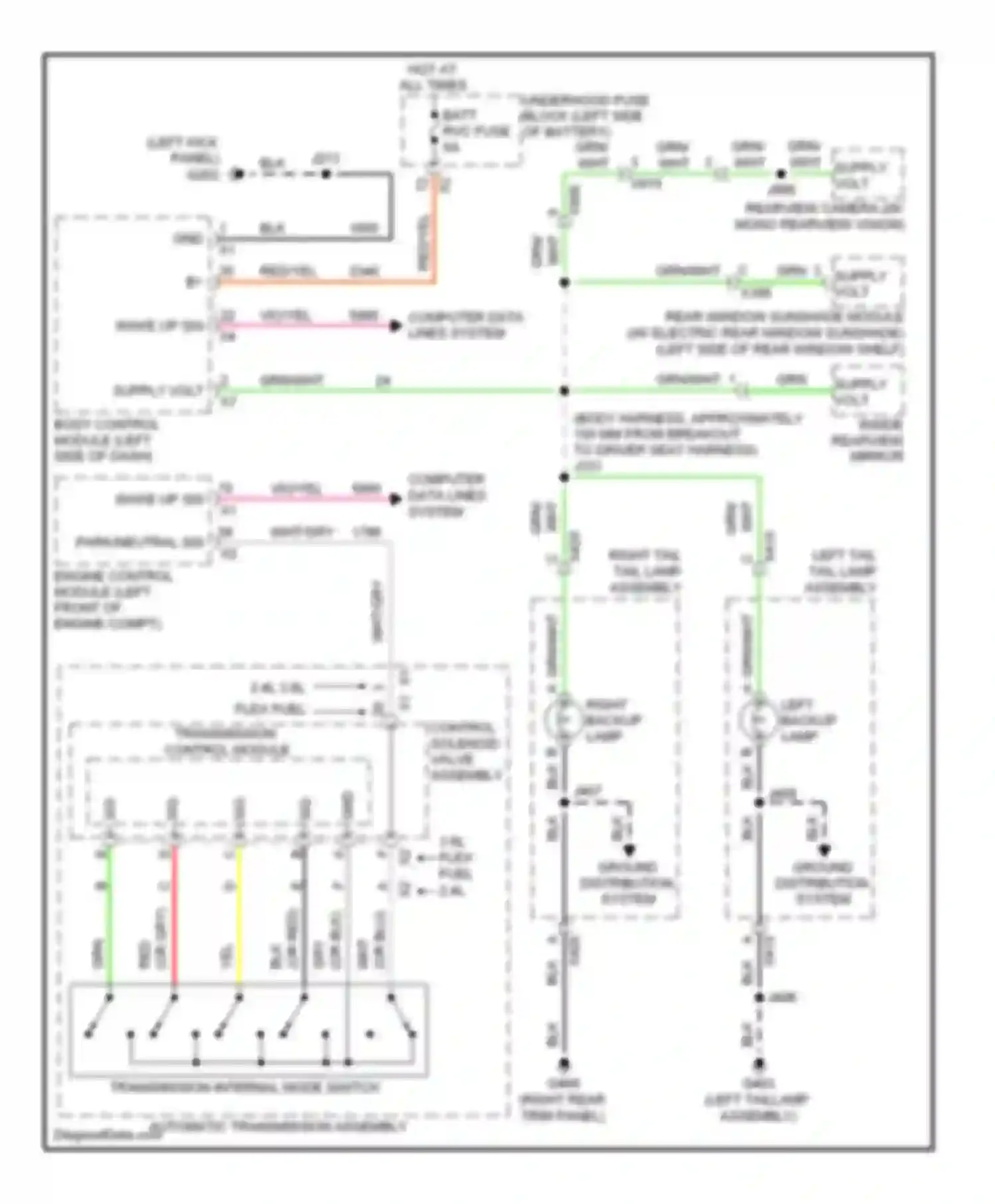 Wiring diagram right backup lamp for Buick LaCrosse II facelift (2013-2016) (1 of 3)